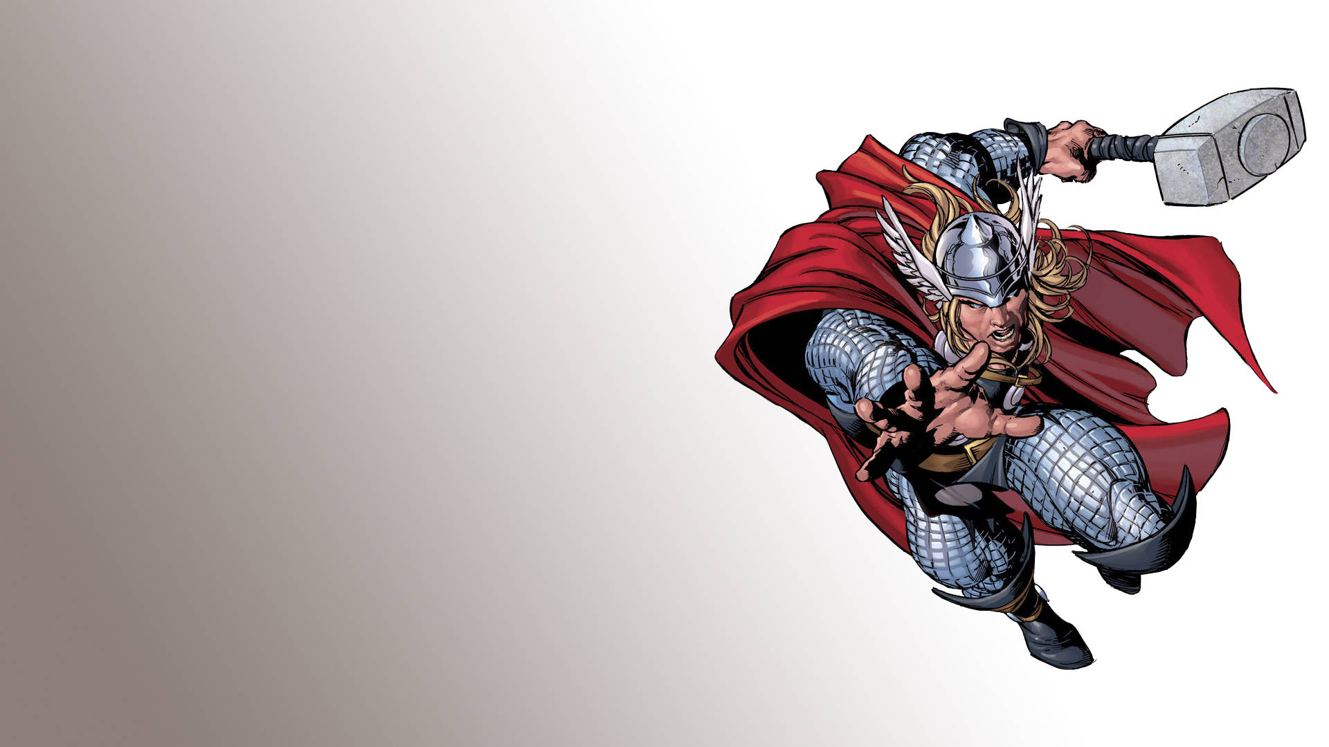 Thor, silver armor, red cape, Full HD Desktop Wallpaper
