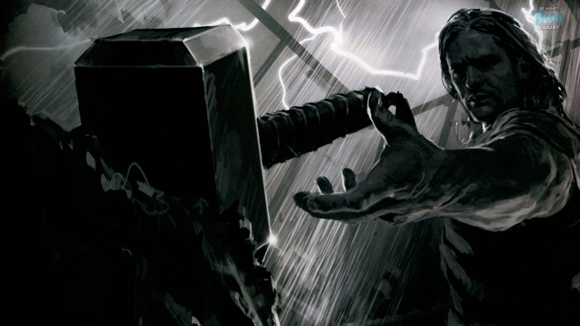 Thor, hammer, lightning, Full HD Desktop Wallpaper