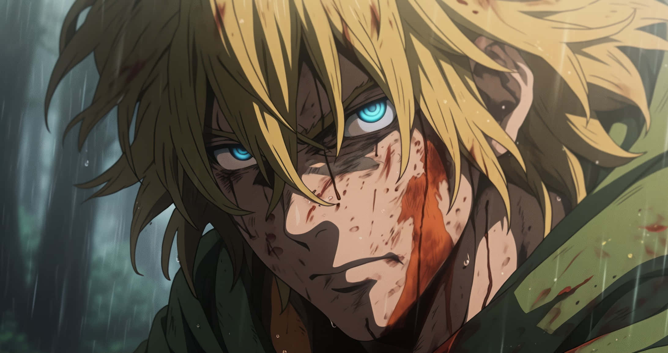 Thorfinn, blonde anime warrior, piercing blue eyes, Full HD Desktop Wallpaper