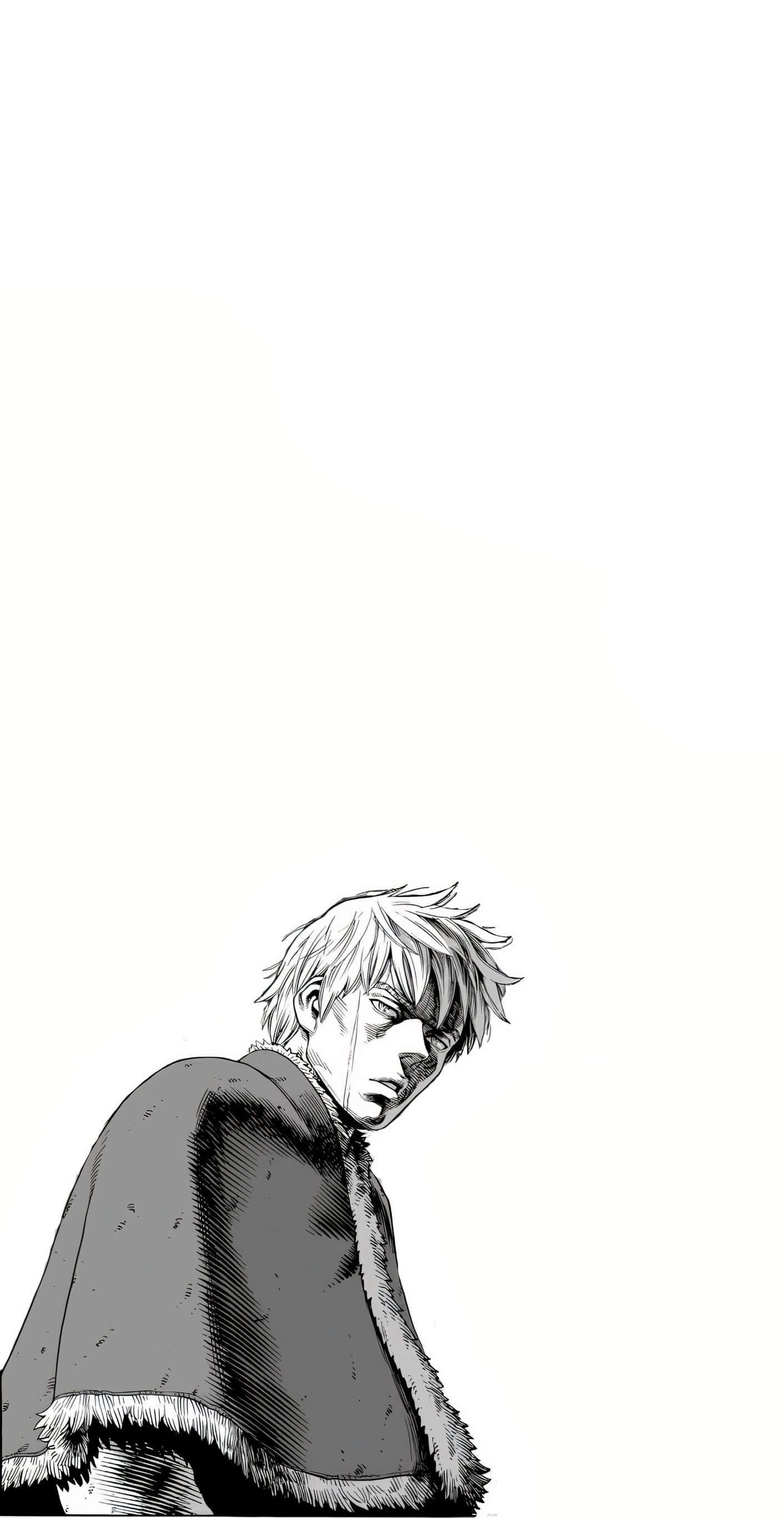 Thorfinn, spiky hair, fur-lined cloak, 2K Phone Wallpaper