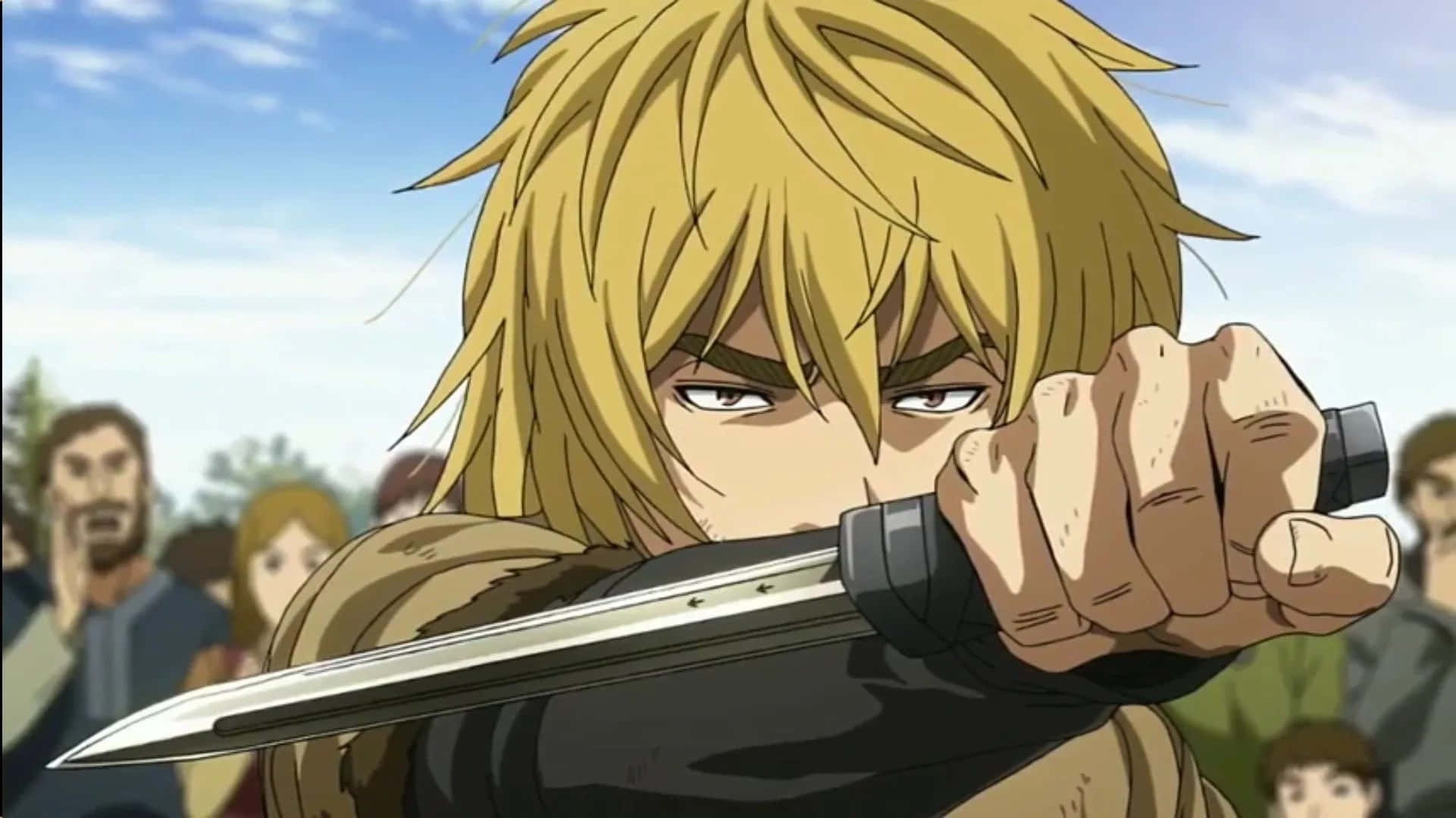 Thorfinn, blonde anime warrior, dagger, Full HD Desktop Wallpaper