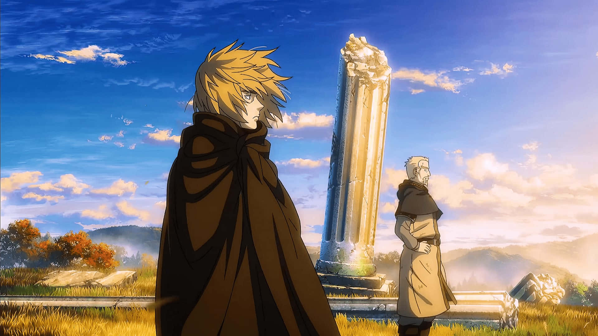 Thorfinn, ruins, glowing crystal pillar, Full HD Desktop Wallpaper