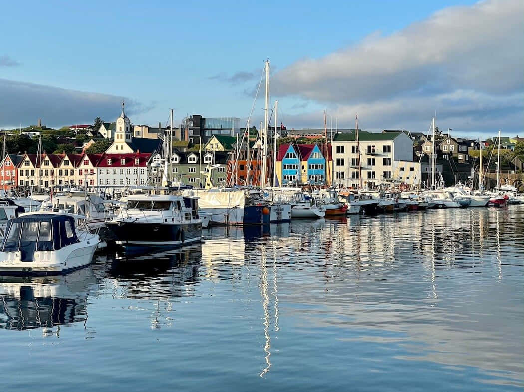 Thorshavn, calm waters, sailboats, SD Desktop Wallpaper