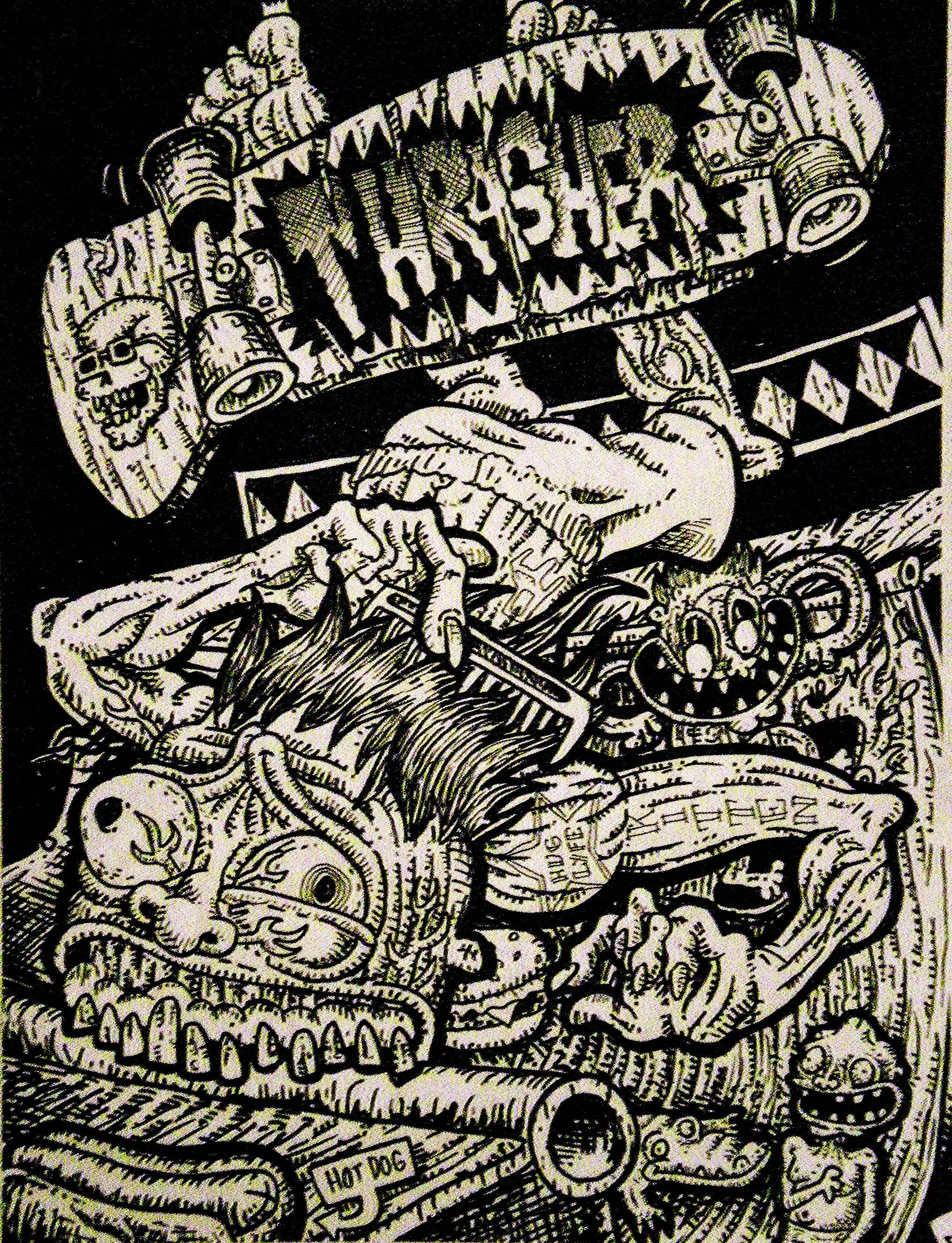 Thrasher, punk doodle art, skateboarder, 2K Phone Wallpaper