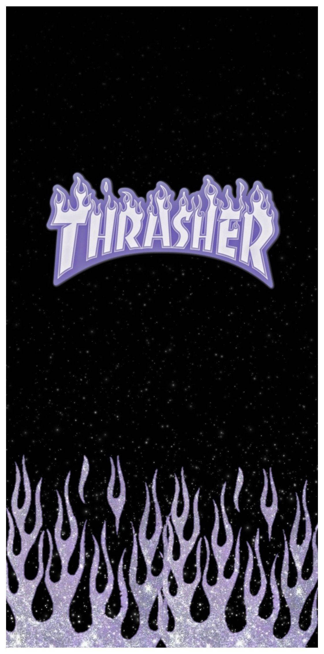 Thrasher, purple flame, THRASHER text, Full HD Phone Wallpaper