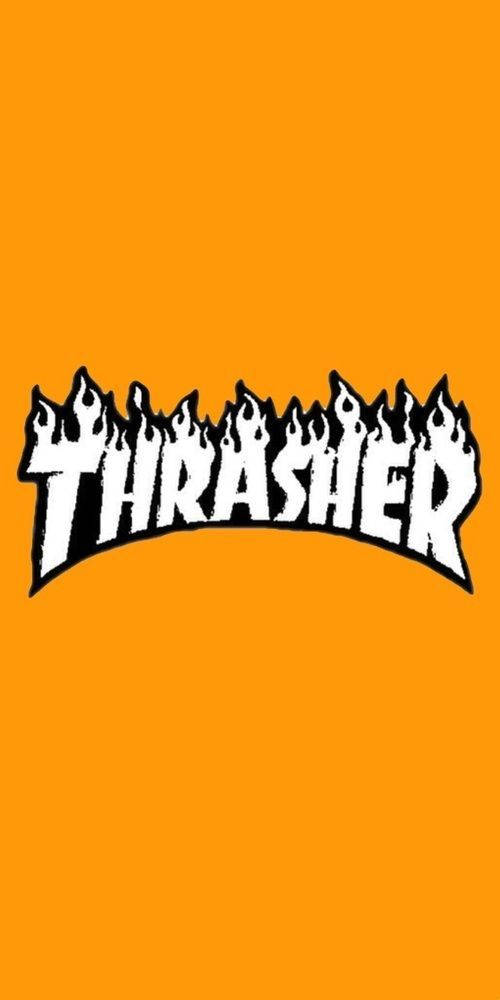 Thrasher, white Thrasher logo, flame edges, SD Phone Wallpaper