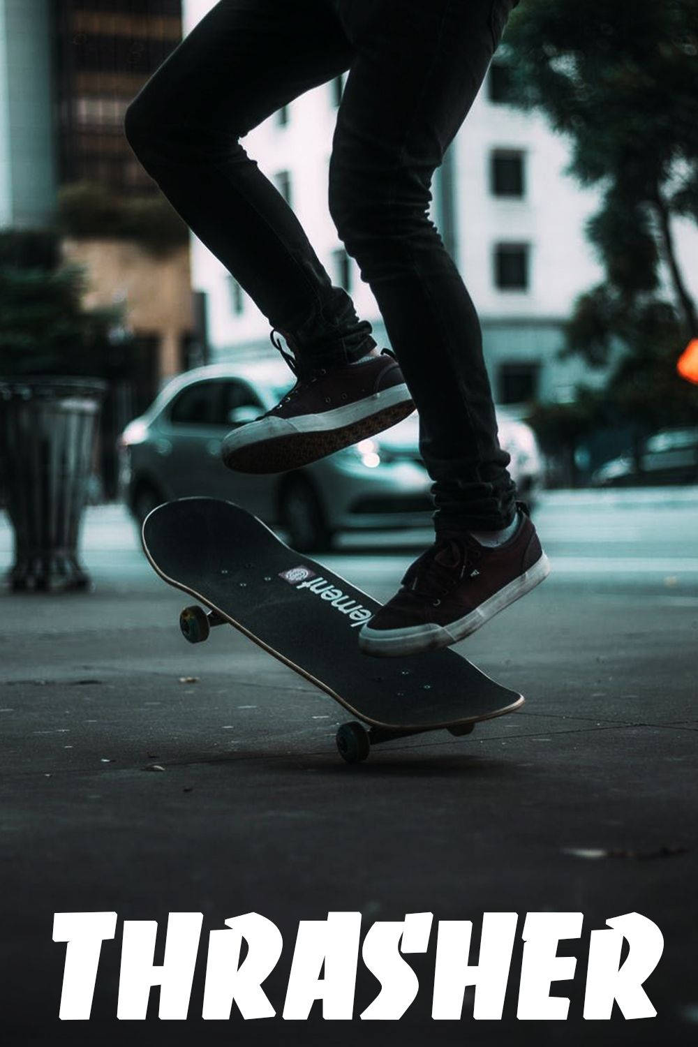 Thrasher, skateboarder, mid-air trick, HD Phone Wallpaper