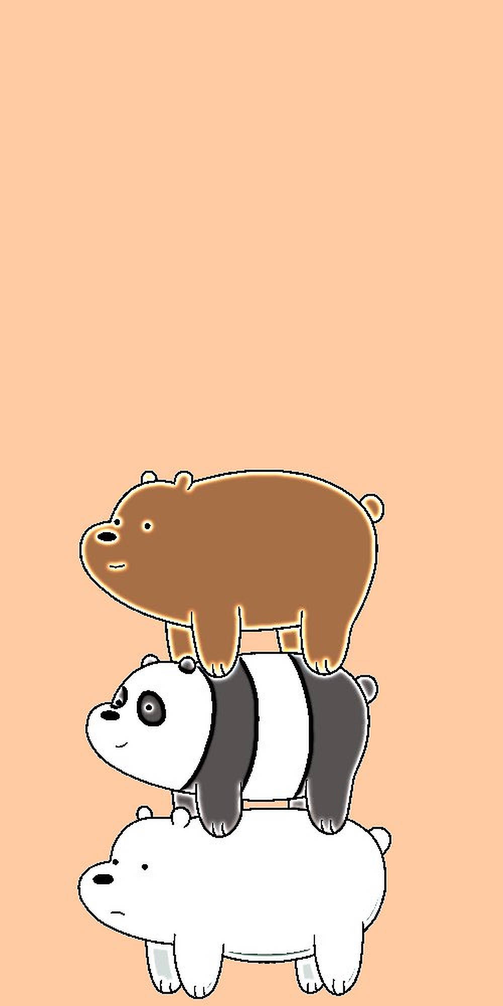 Three Bears, orange, peach background, Full HD Phone Wallpaper