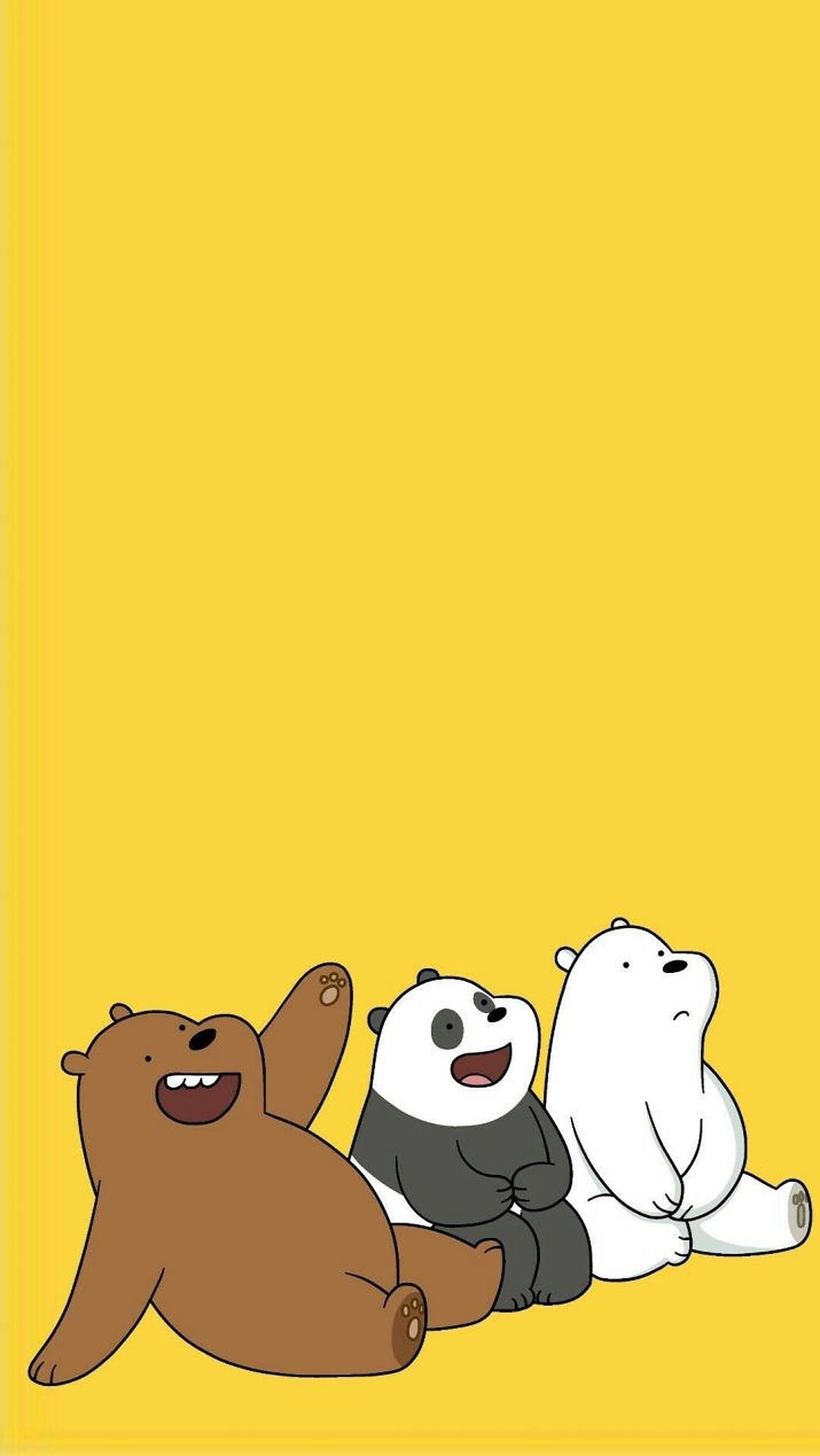 Three Bears, yellow, solid yellow background, Full HD Phone Wallpaper