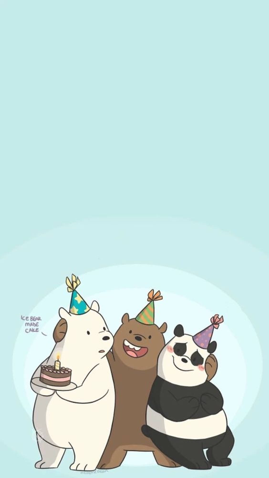 Three Bears, party hats, birthday cake, Full HD Phone Wallpaper