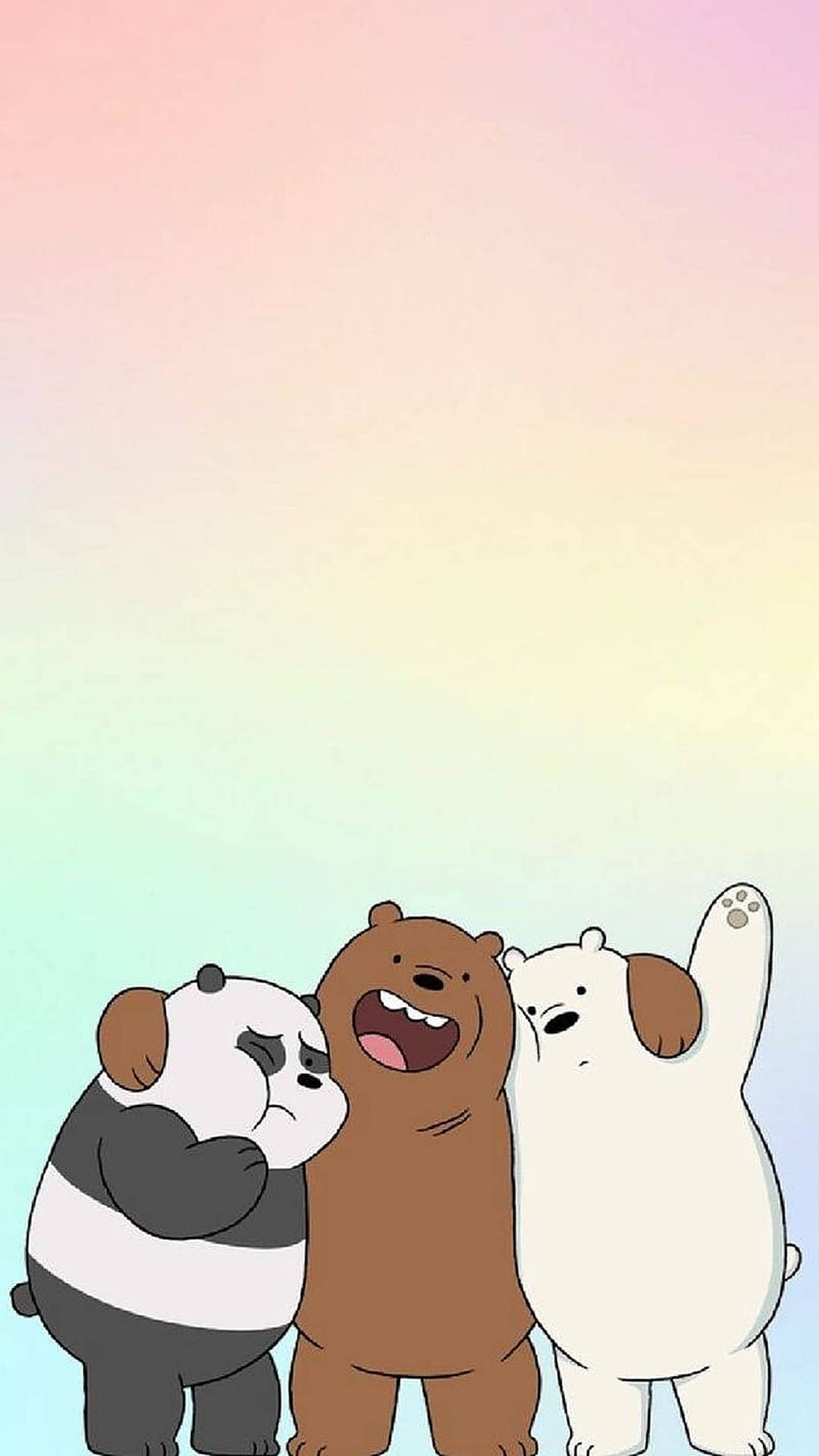 Three Bears, rainbow gradient, pastel gradient, Full HD Phone Wallpaper