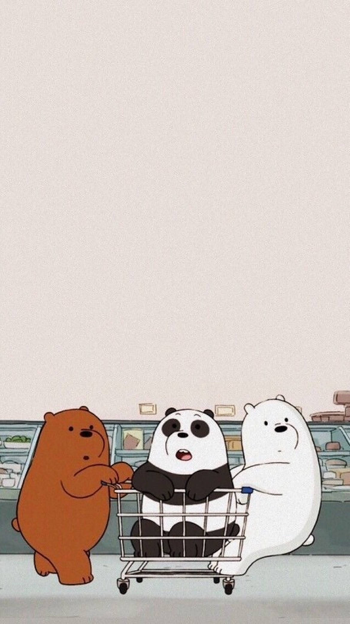 Three Bears, shopping cart, grocery store aisle, Full HD Phone Wallpaper