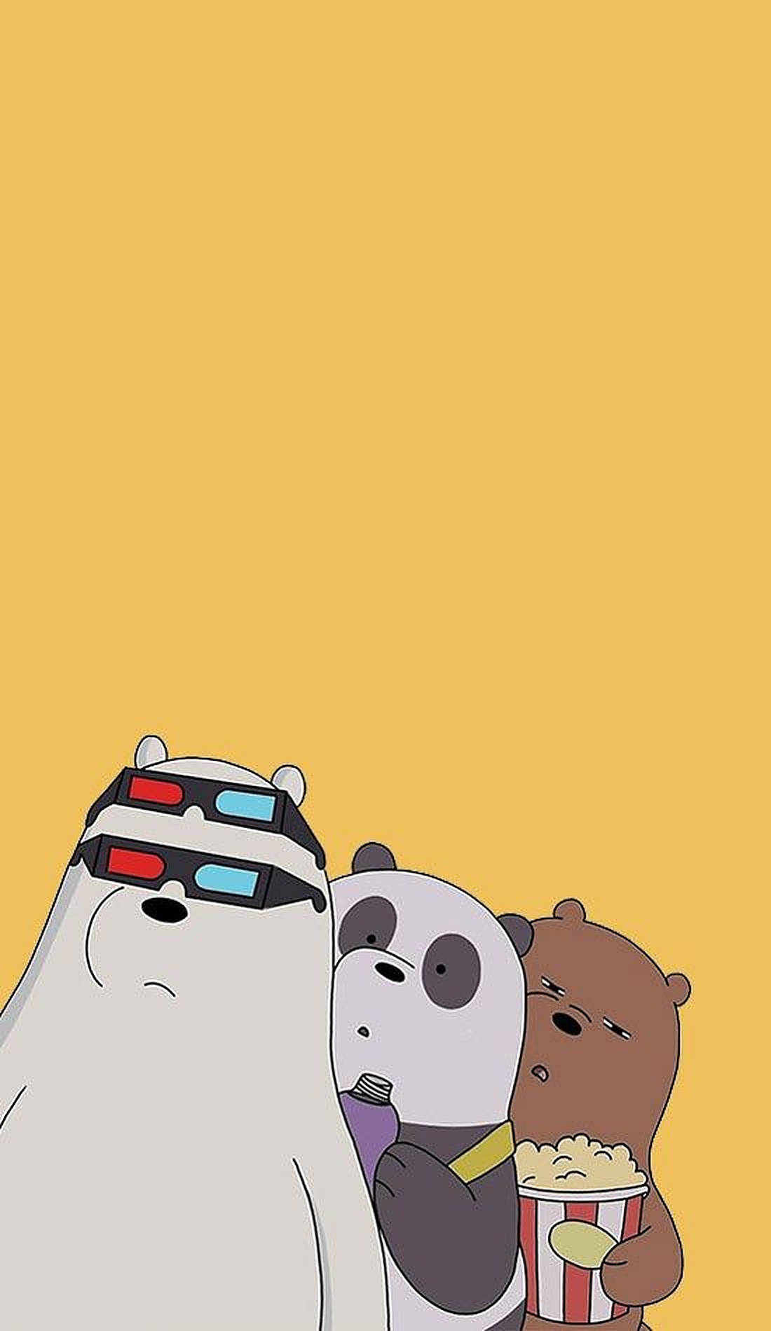 Three Bears, yellow, 3D glasses, HD Phone Wallpaper