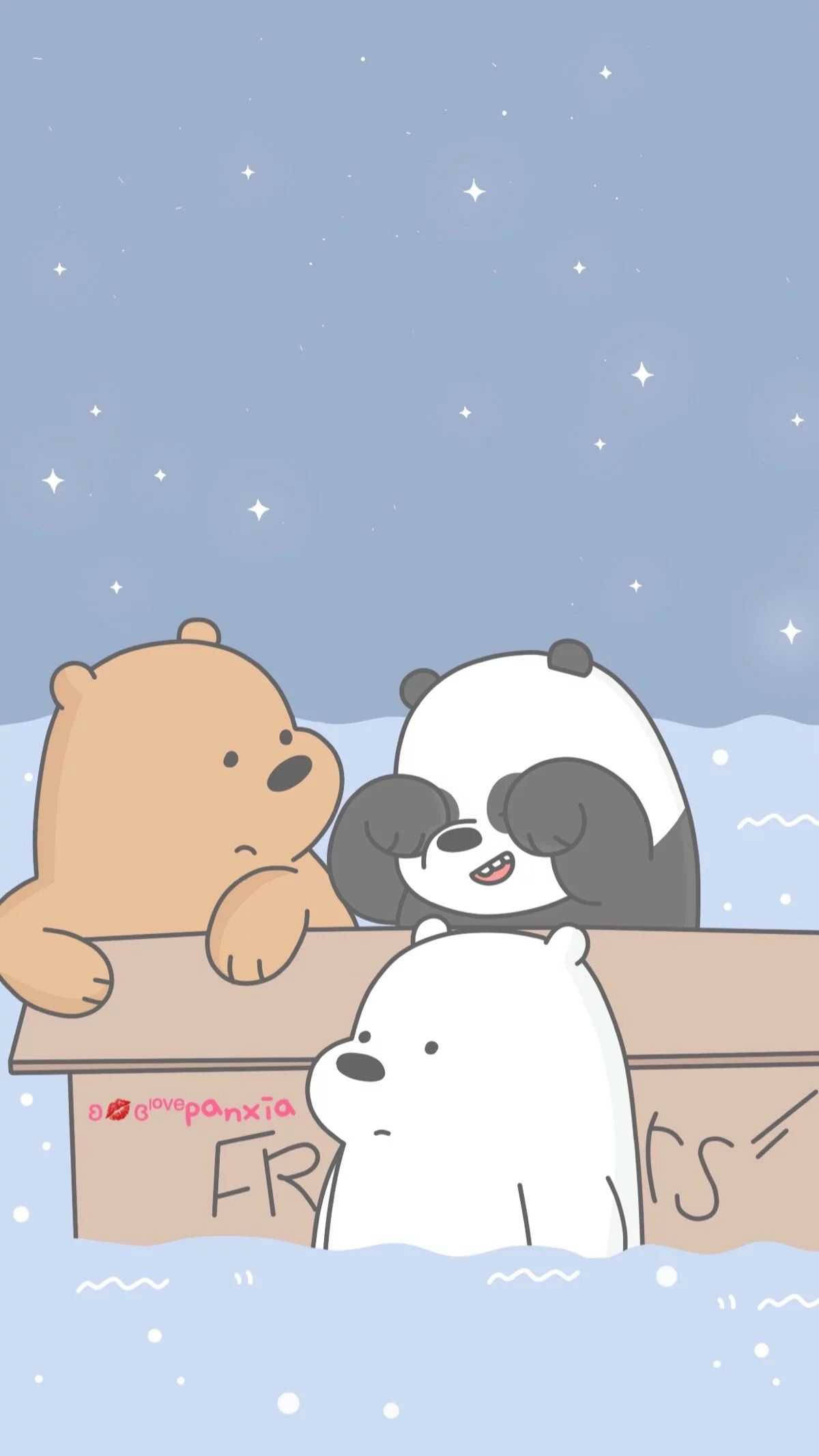 Three Bears, snowy ledge, starry night sky, Full HD Phone Wallpaper