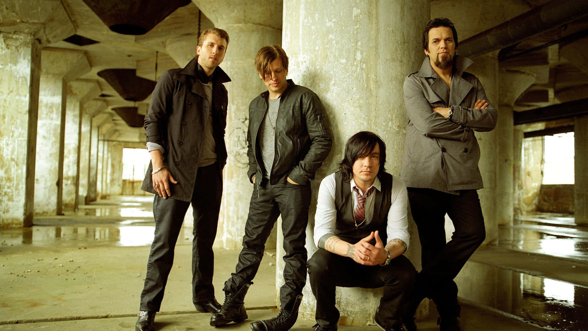 Three Days Grace, dark jackets, pants, Full HD Desktop Wallpaper