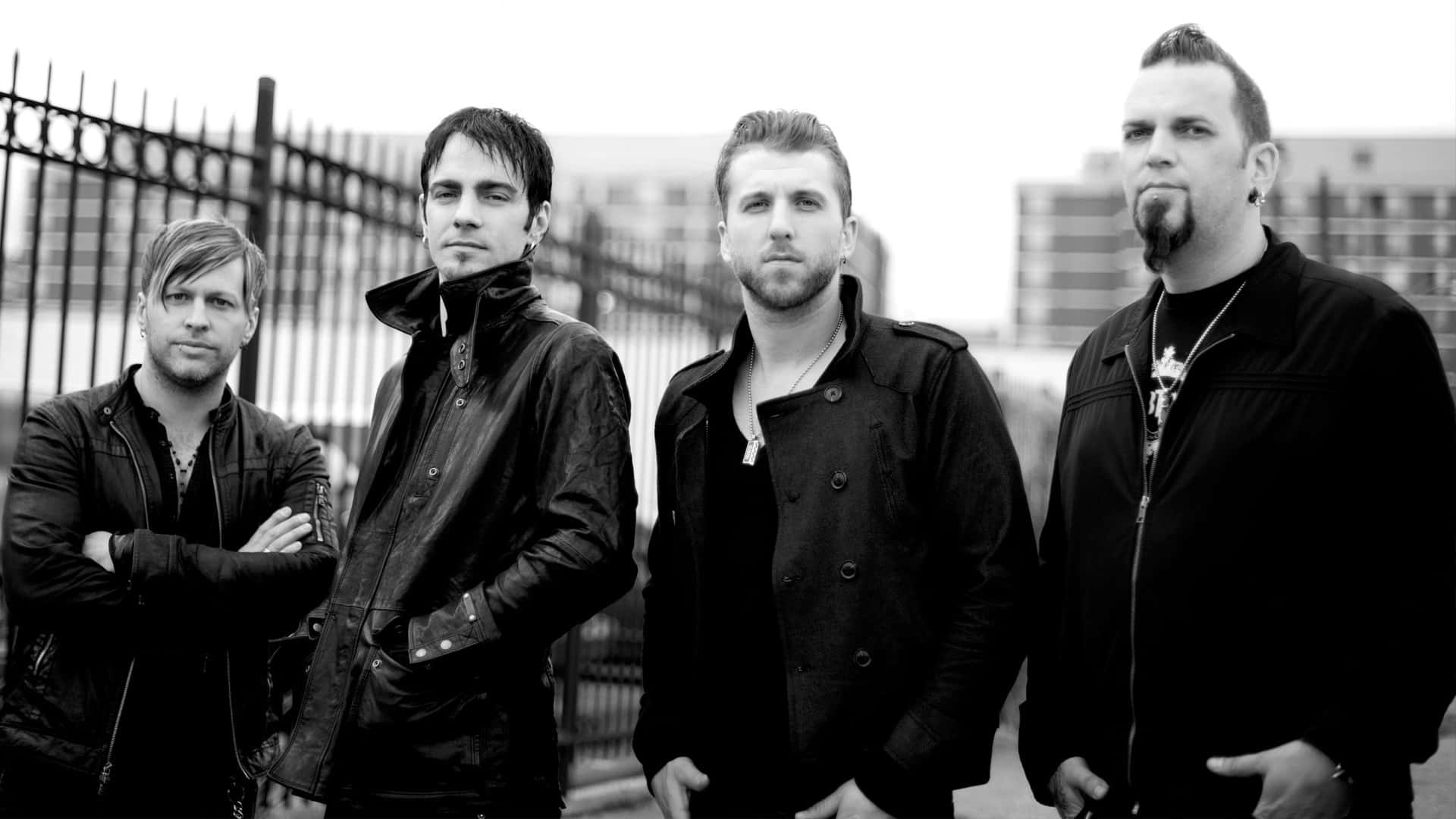 Three Days Grace, dark jackets, fence, Full HD Desktop Wallpaper