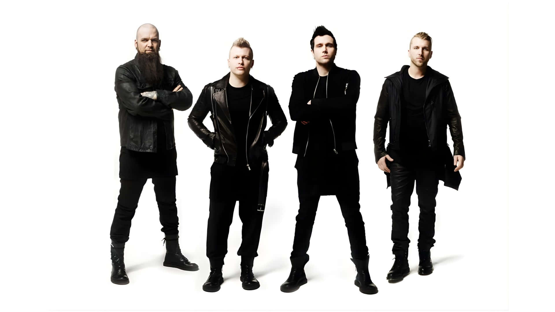 Three Days Grace, black leather jackets, black pants, Full HD Desktop Wallpaper