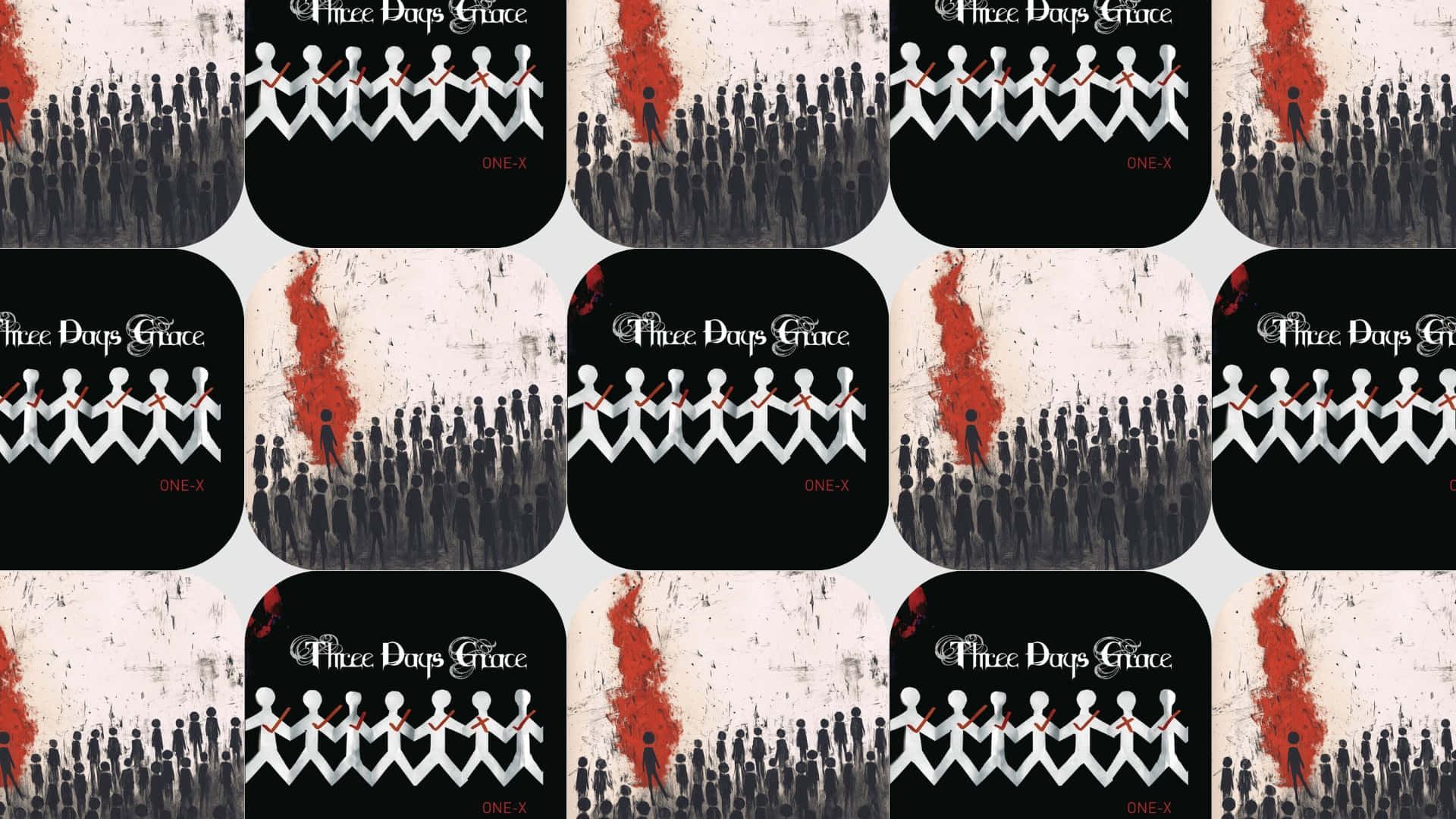 Three Days Grace, black and white, silhouetted figures, Full HD Desktop Wallpaper