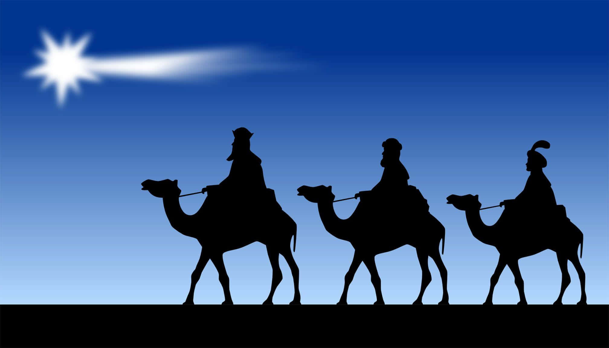 Three Wise Men, camels, horizon, Full HD Desktop Wallpaper