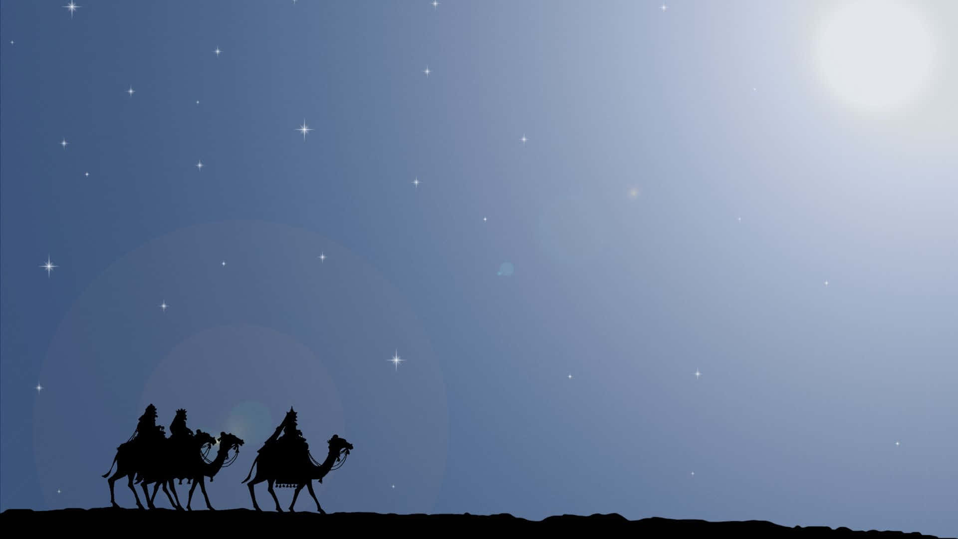 Three Wise Men, camels, desert ridge, Full HD Desktop Wallpaper