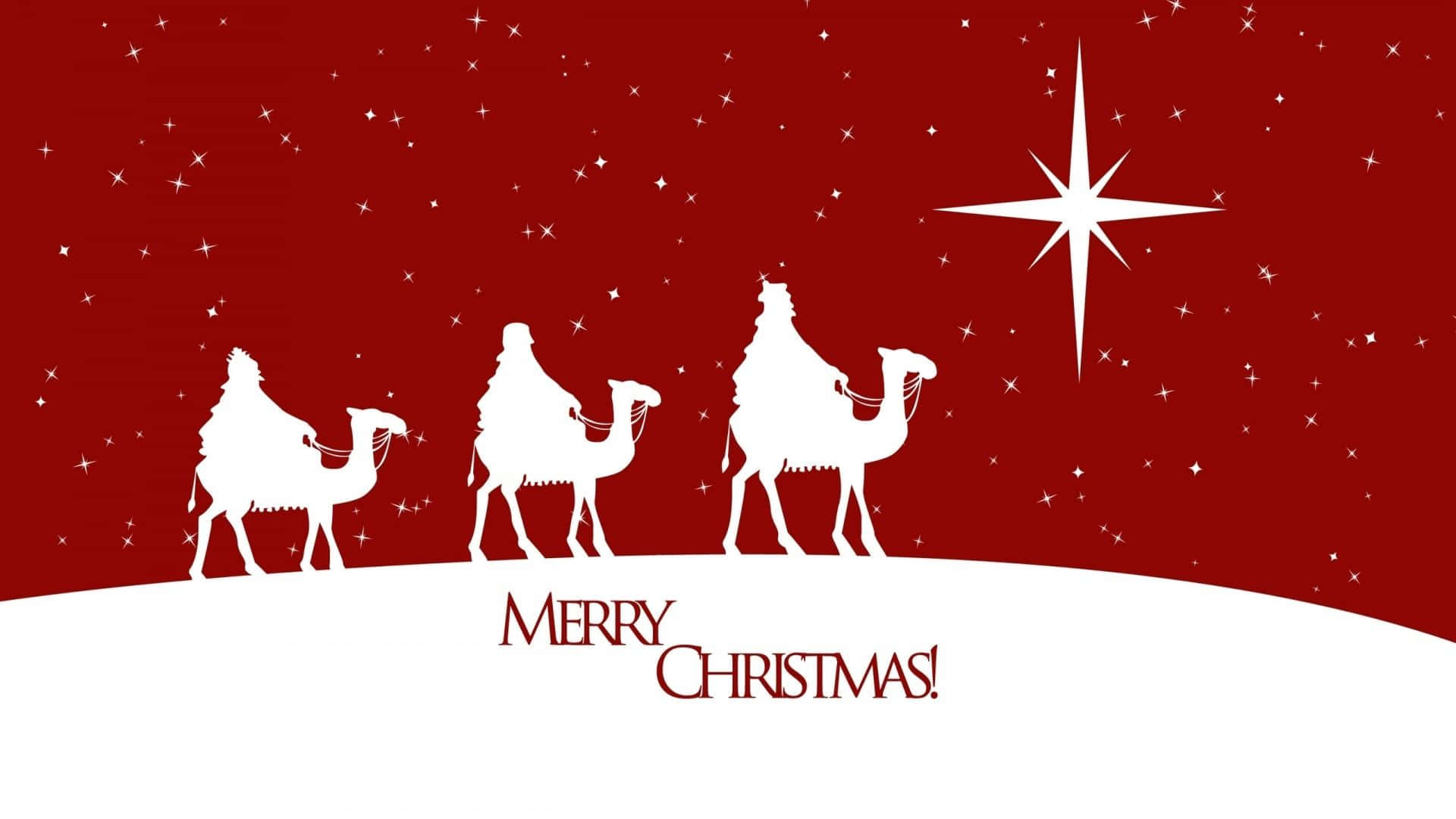 Three Wise Men, camels, snowy hill, Full HD Desktop Wallpaper