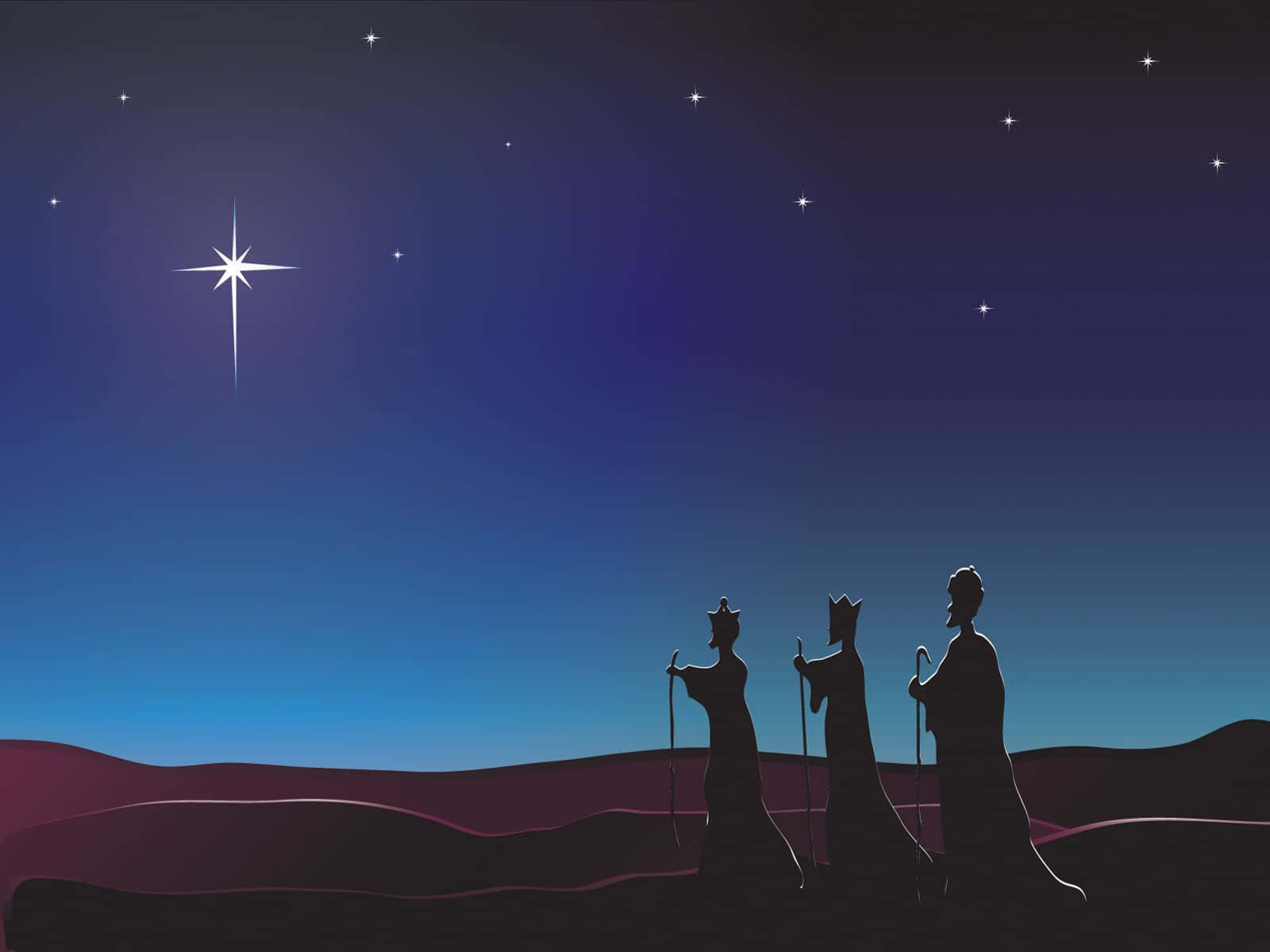 Three Wise Men, star, gradient night sky, HD Desktop Wallpaper