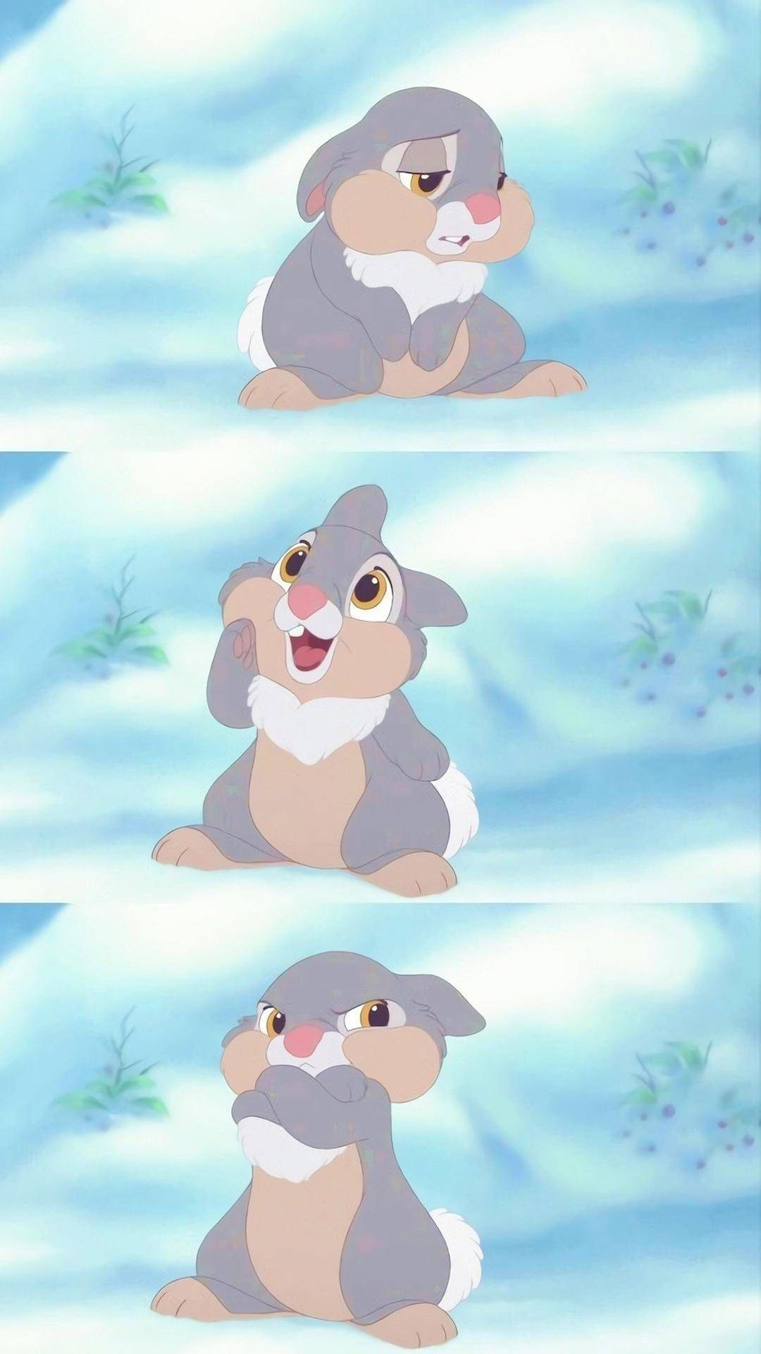 Thumper, cartoon rabbit, soft blue cloudy background, Full HD Phone Wallpaper