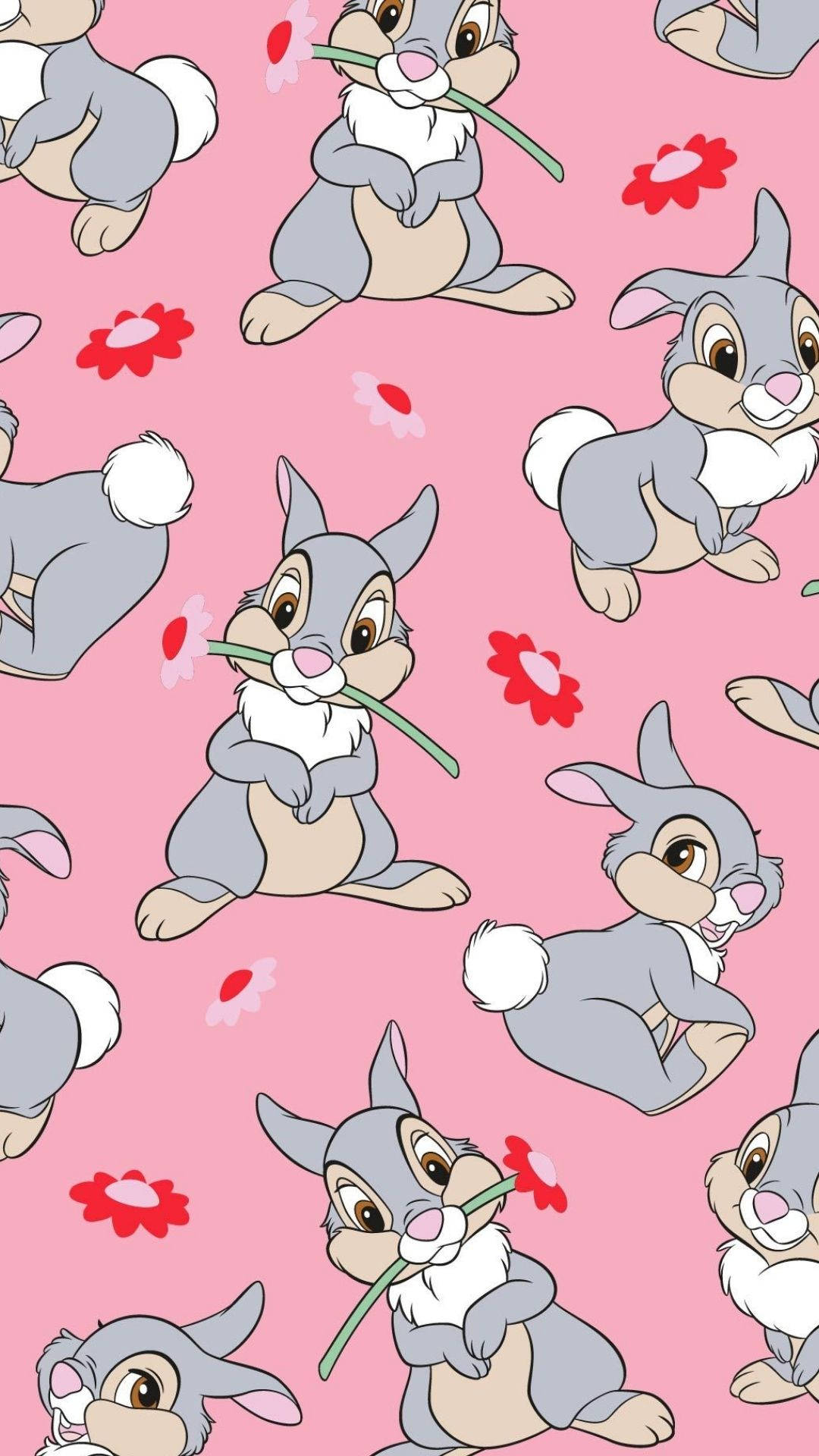 Thumper, flowers pattern, cartoon bunnies, Full HD Phone Wallpaper