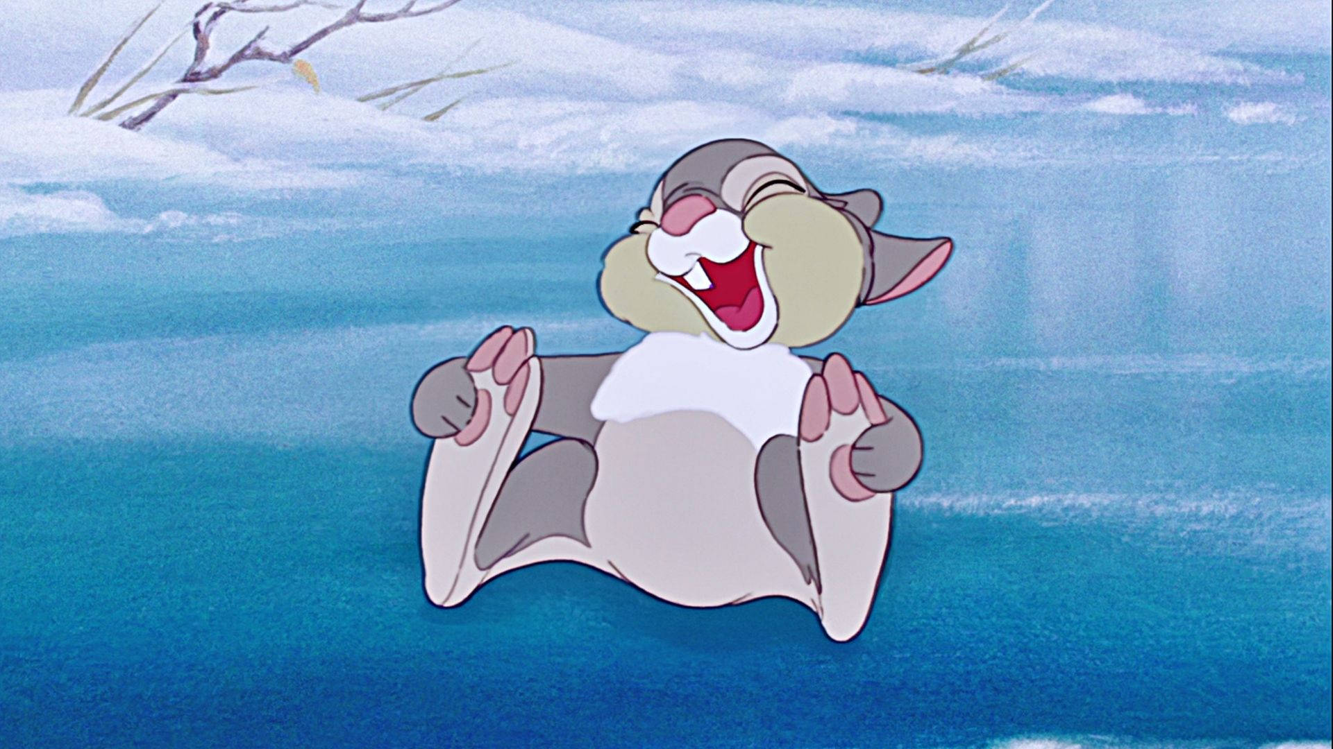 Thumper, animated rabbit, blue icy surface, Full HD Desktop Wallpaper
