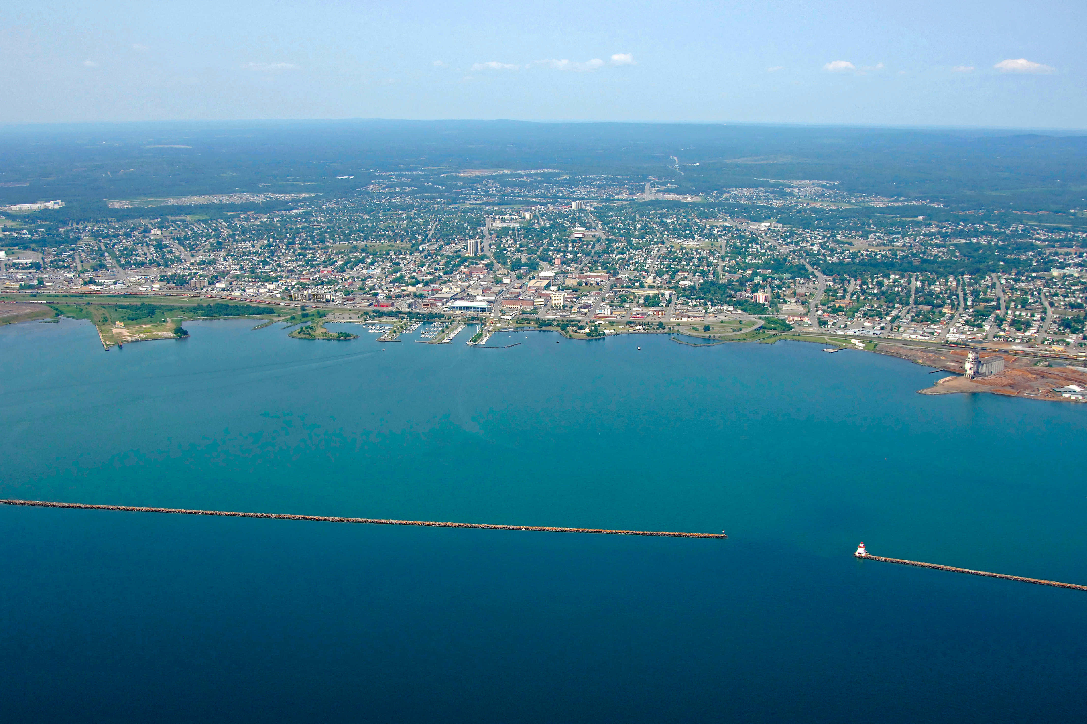 Thunder Bay, turquoise waters, long pier, 4K Desktop Wallpaper