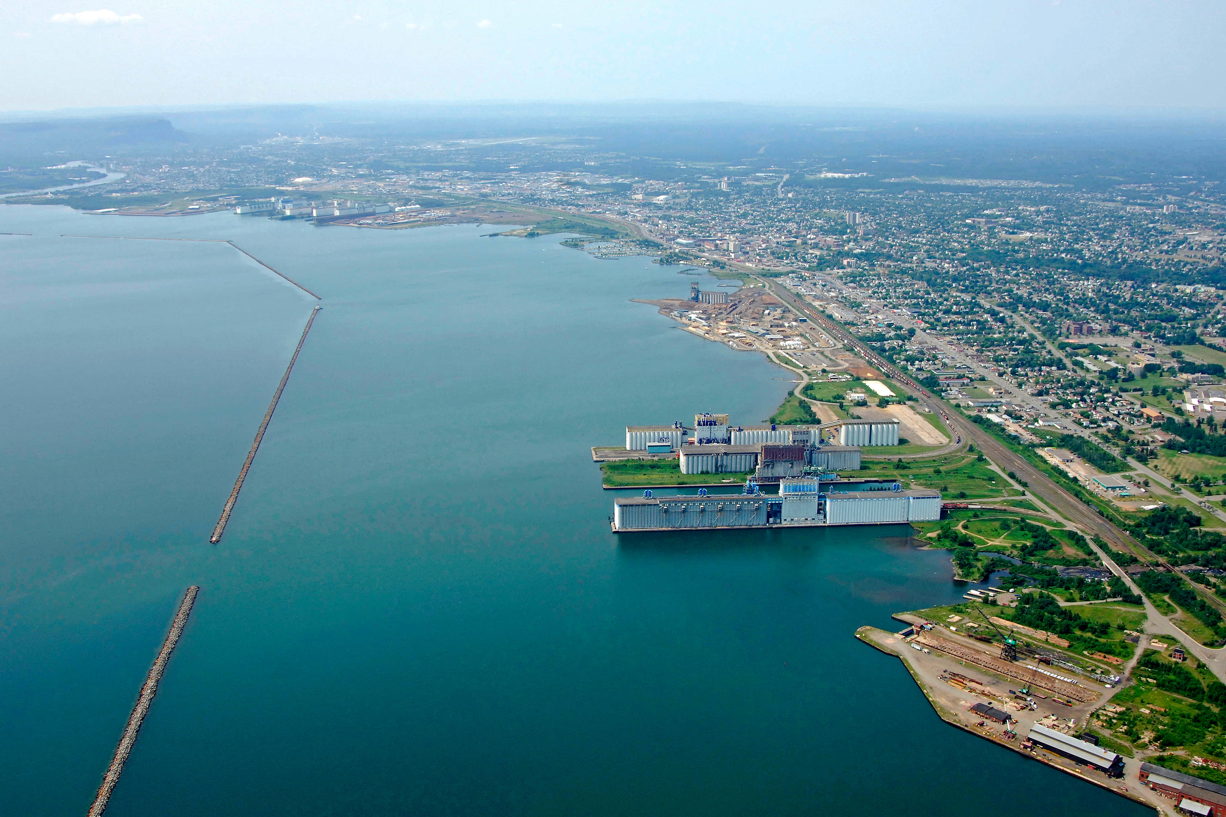 Thunder Bay, aerial view, industrial port, 4K Desktop Wallpaper