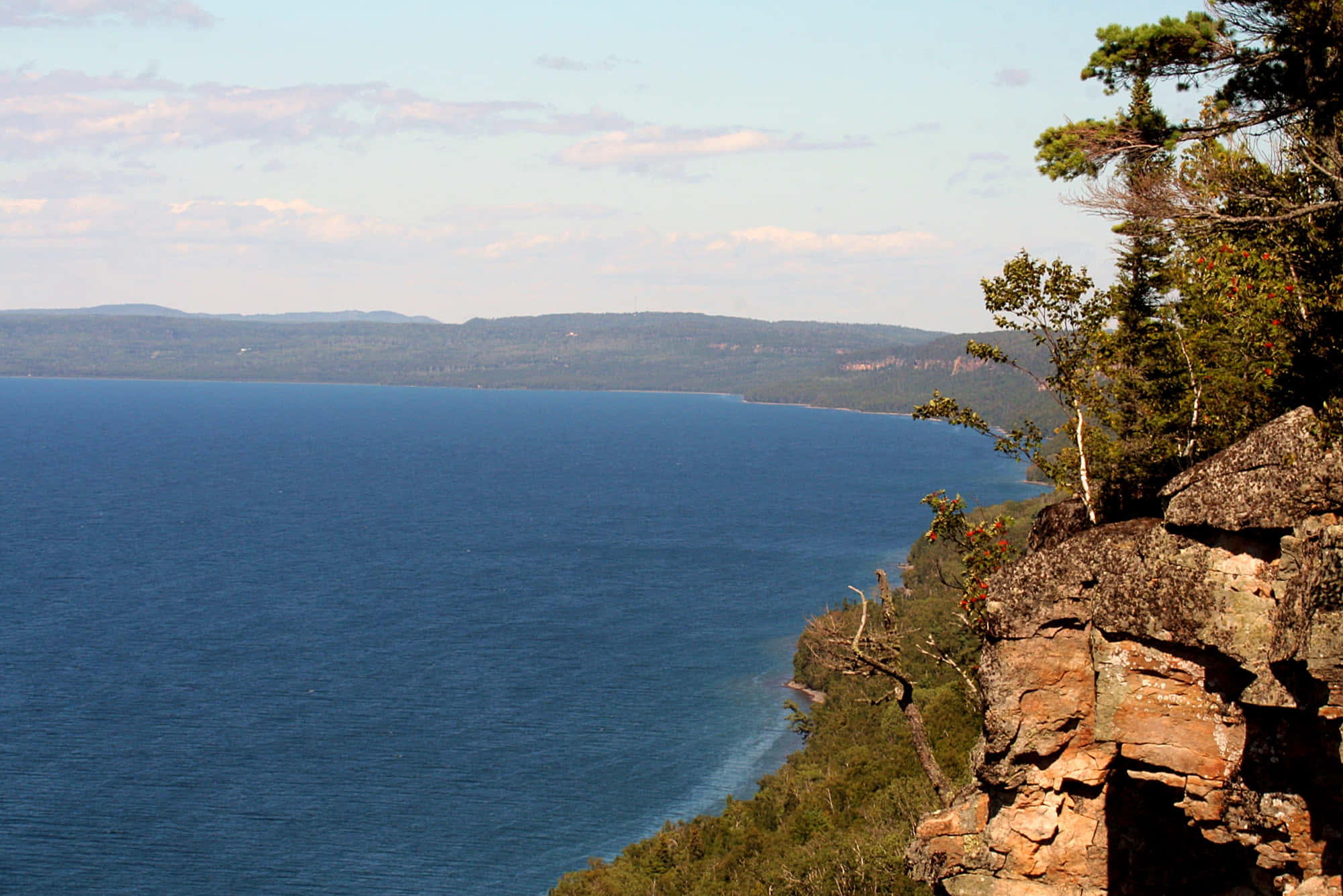 Thunder Bay, cliffside view, blue lake, Full HD Desktop Wallpaper