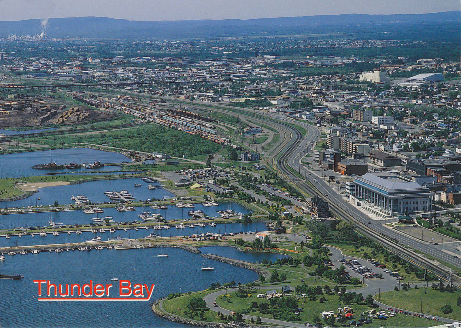 Thunder Bay, marina boats, highways, HD Desktop Wallpaper