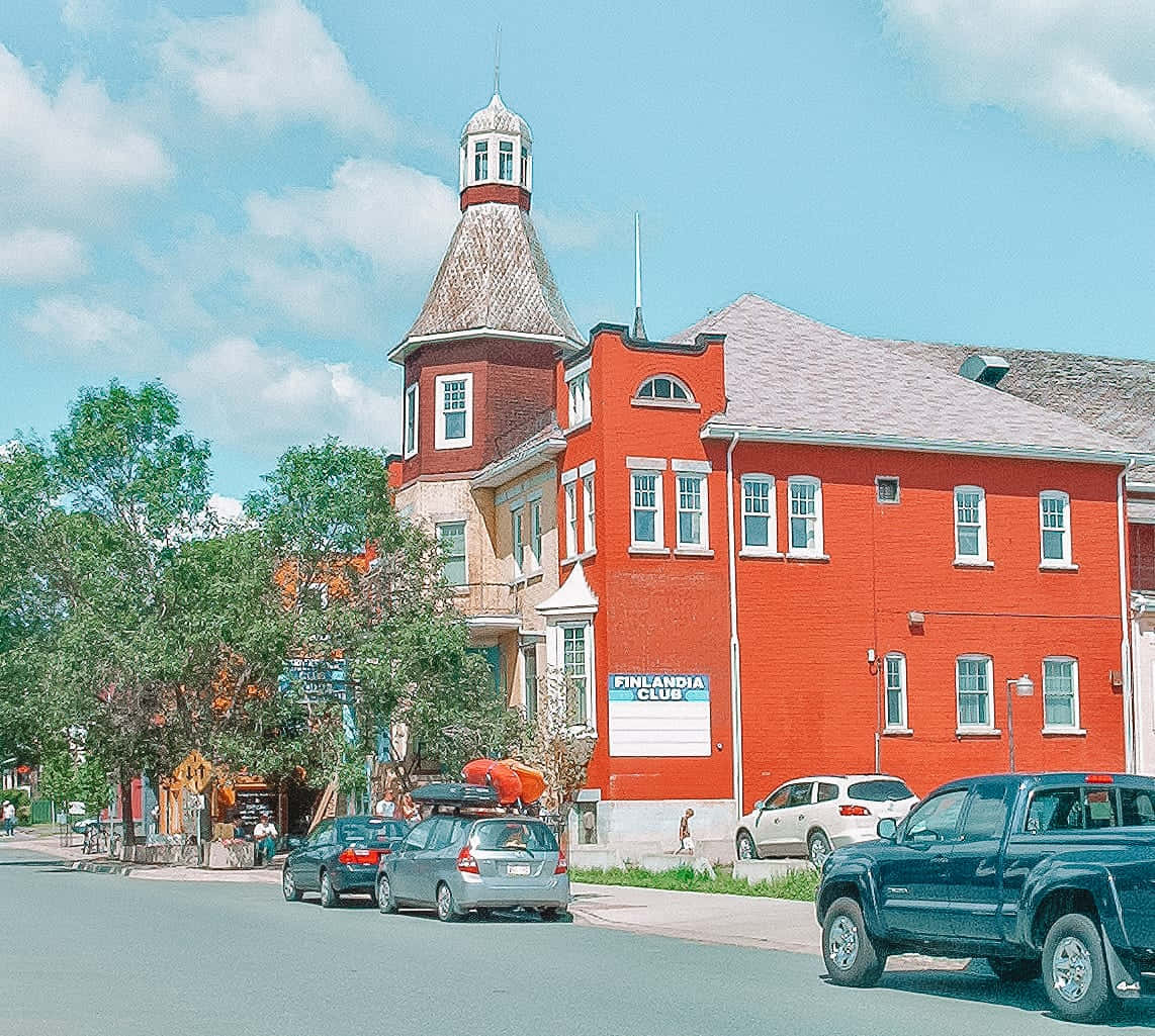 Thunder Bay, vibrant red brick building, distinctive tower, SD Desktop Wallpaper