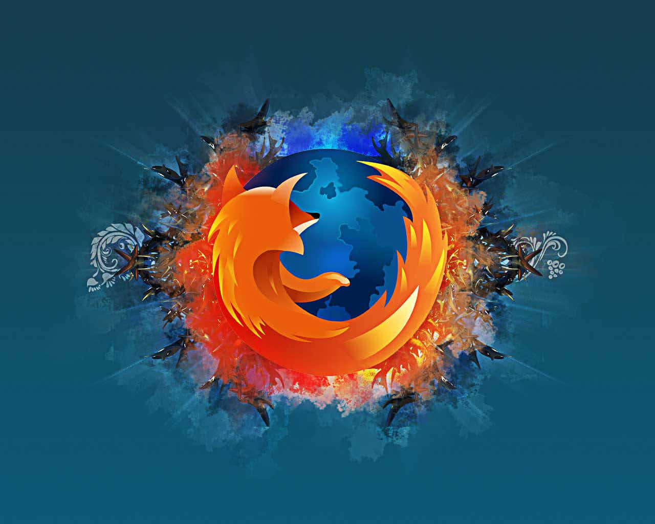 Thunderbird, fiery orange fox, blue globe, HD Desktop Wallpaper