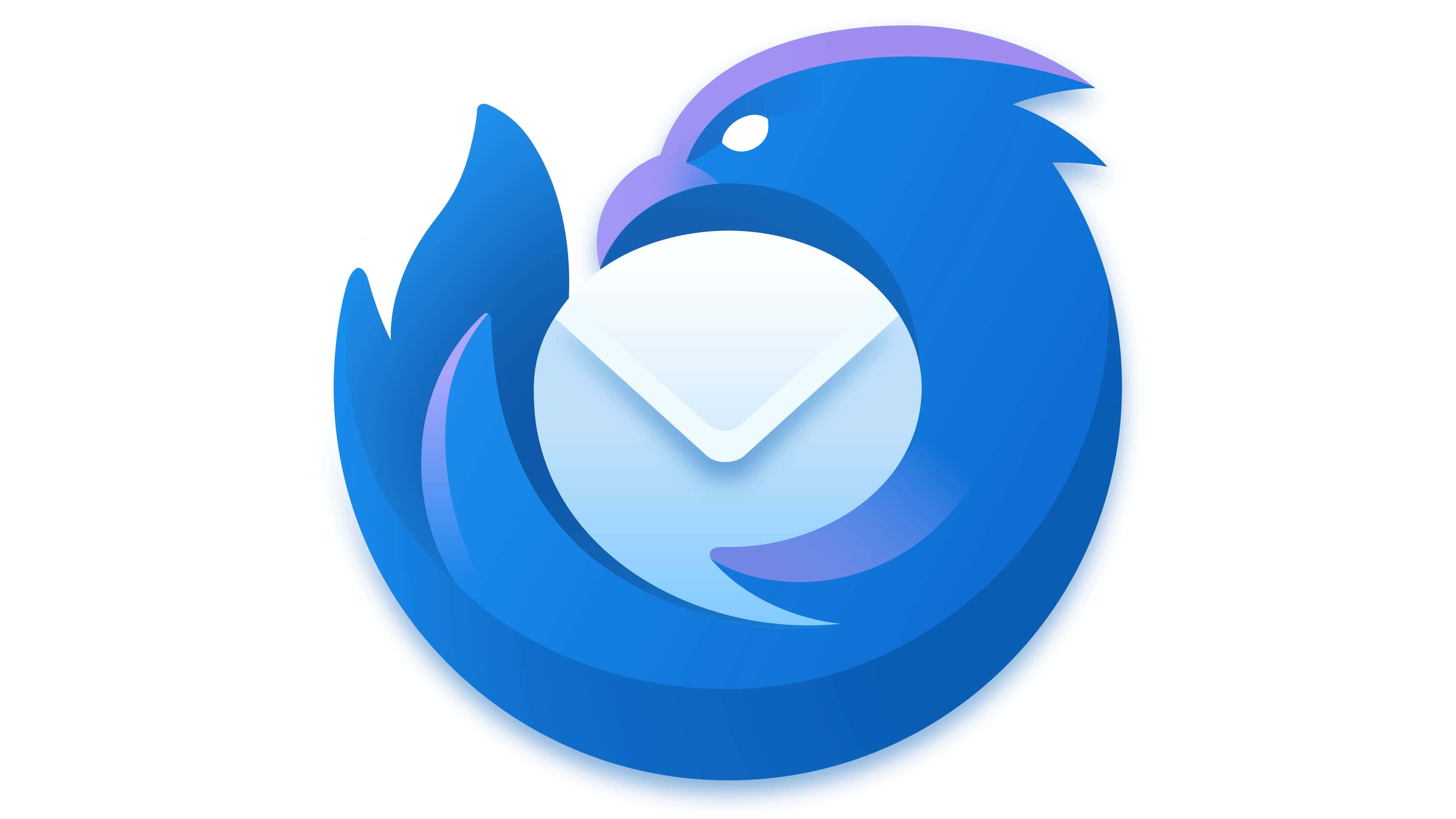 Thunderbird, blue bird logo, white envelope, 4K Desktop Wallpaper