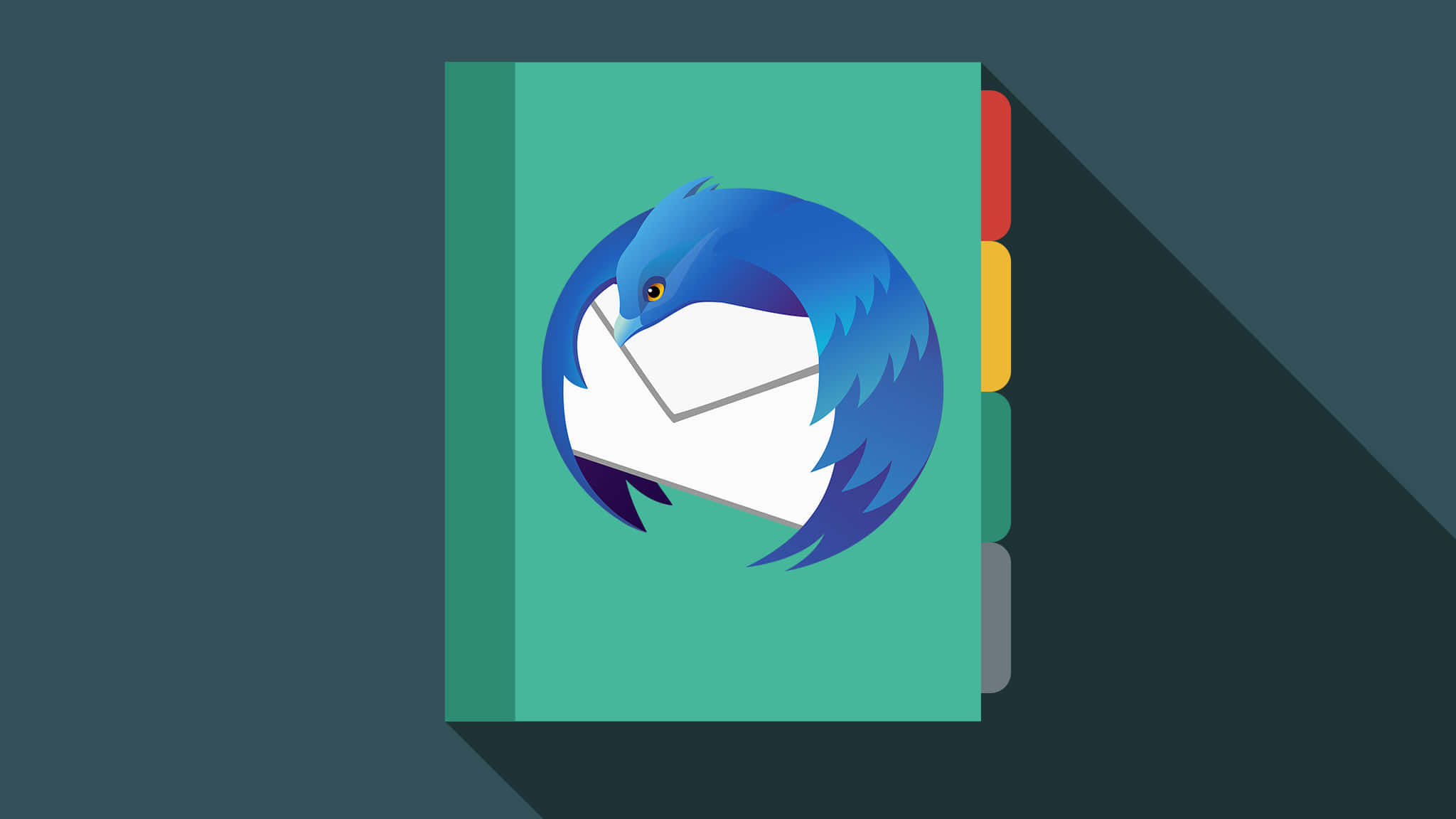 Thunderbird, teal notebook, blue bird logo, Full HD Desktop Wallpaper