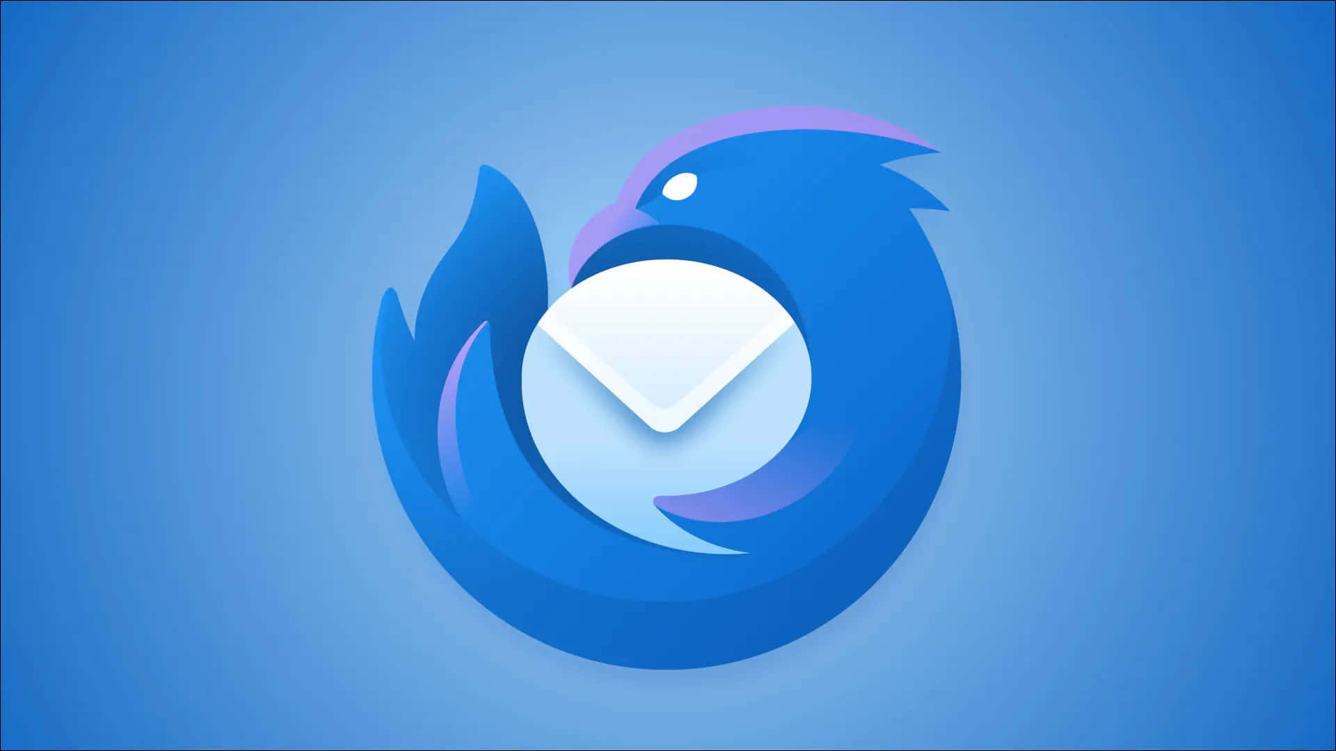Thunderbird Logo, blue background, gradient blue background, Full HD Desktop Wallpaper