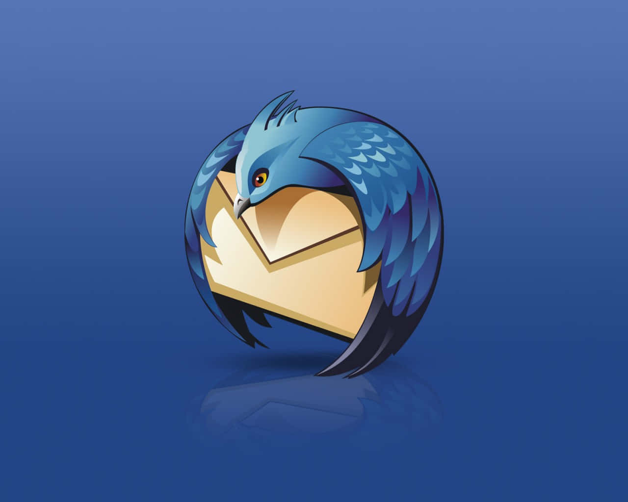 Thunderbird, blue bird, beige envelope, HD Desktop Wallpaper
