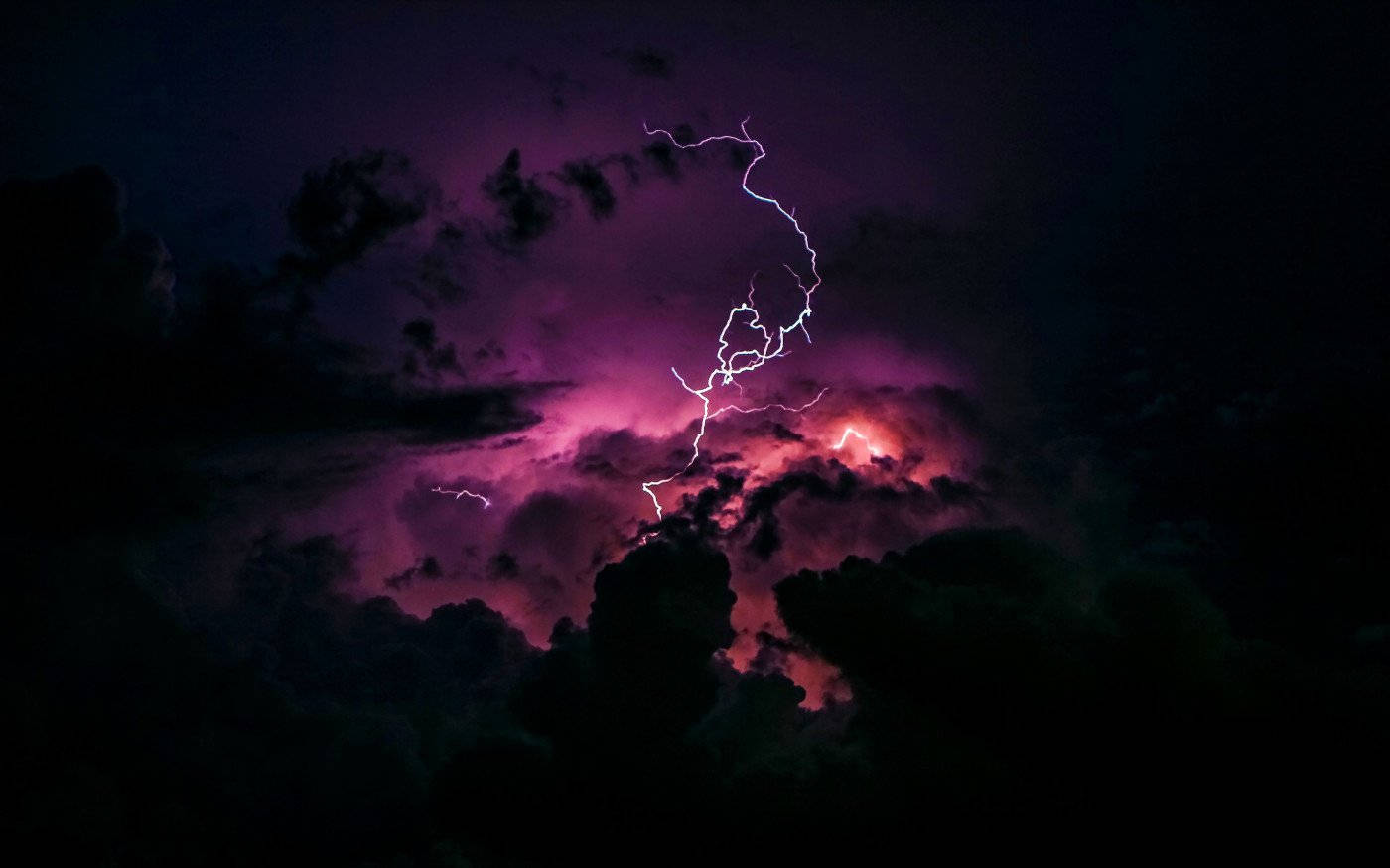 Thunderstorm, lightning, dark clouds, HD Desktop Wallpaper