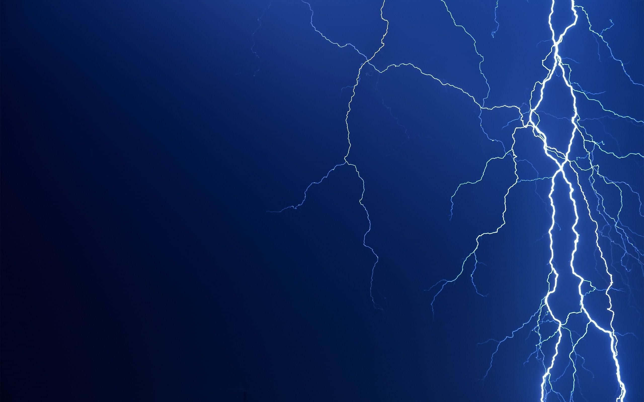 cool lightning, deep blue stormy sky, intense white lightning bolts, 2K Desktop Wallpaper