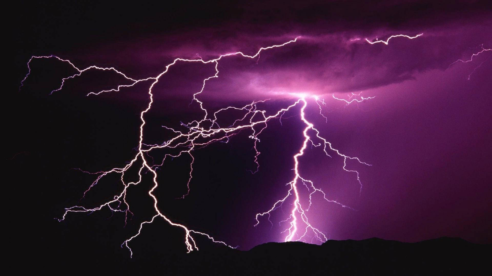Thunderstorm, purple lightning, dark sky, Full HD Desktop Wallpaper