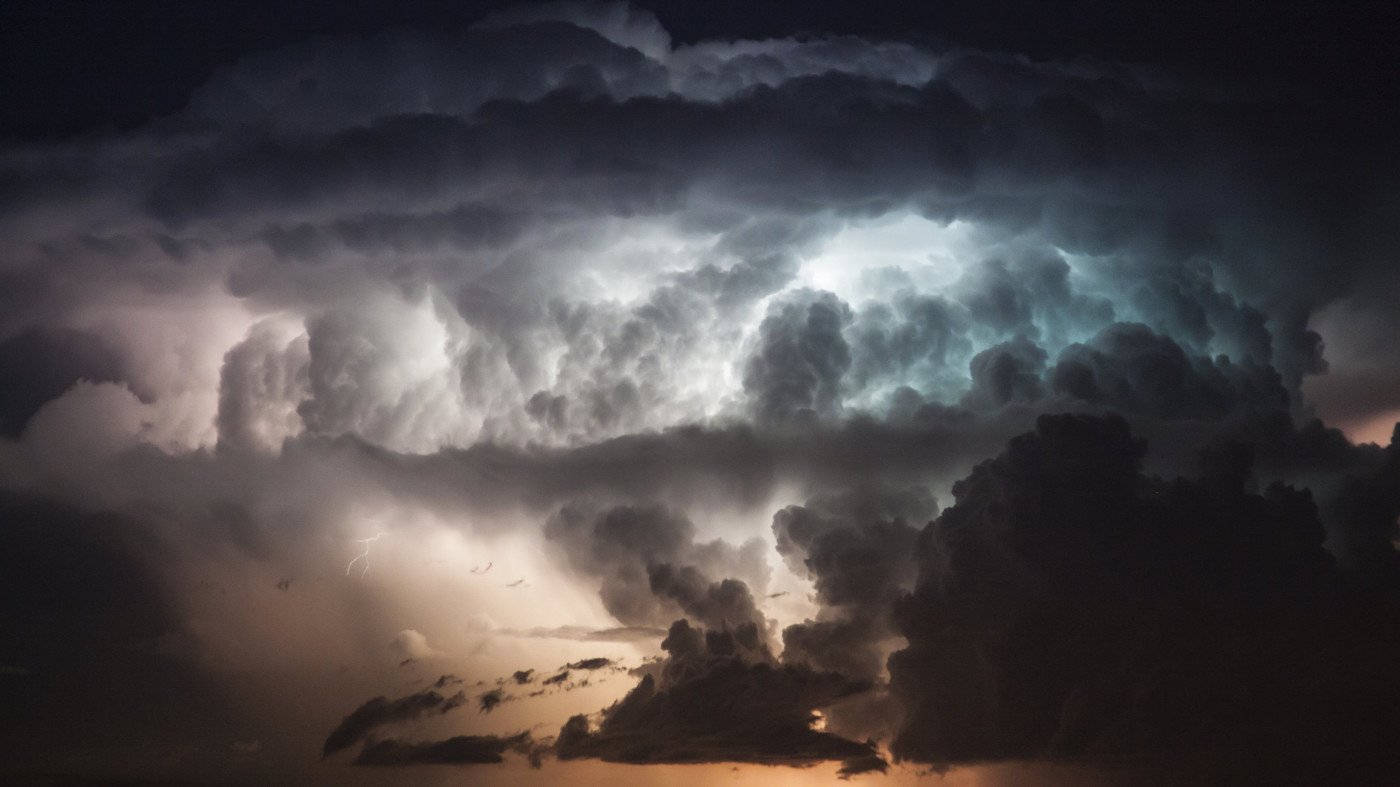 Thunderstorm, cloudy sky, lightning, HD Desktop Wallpaper