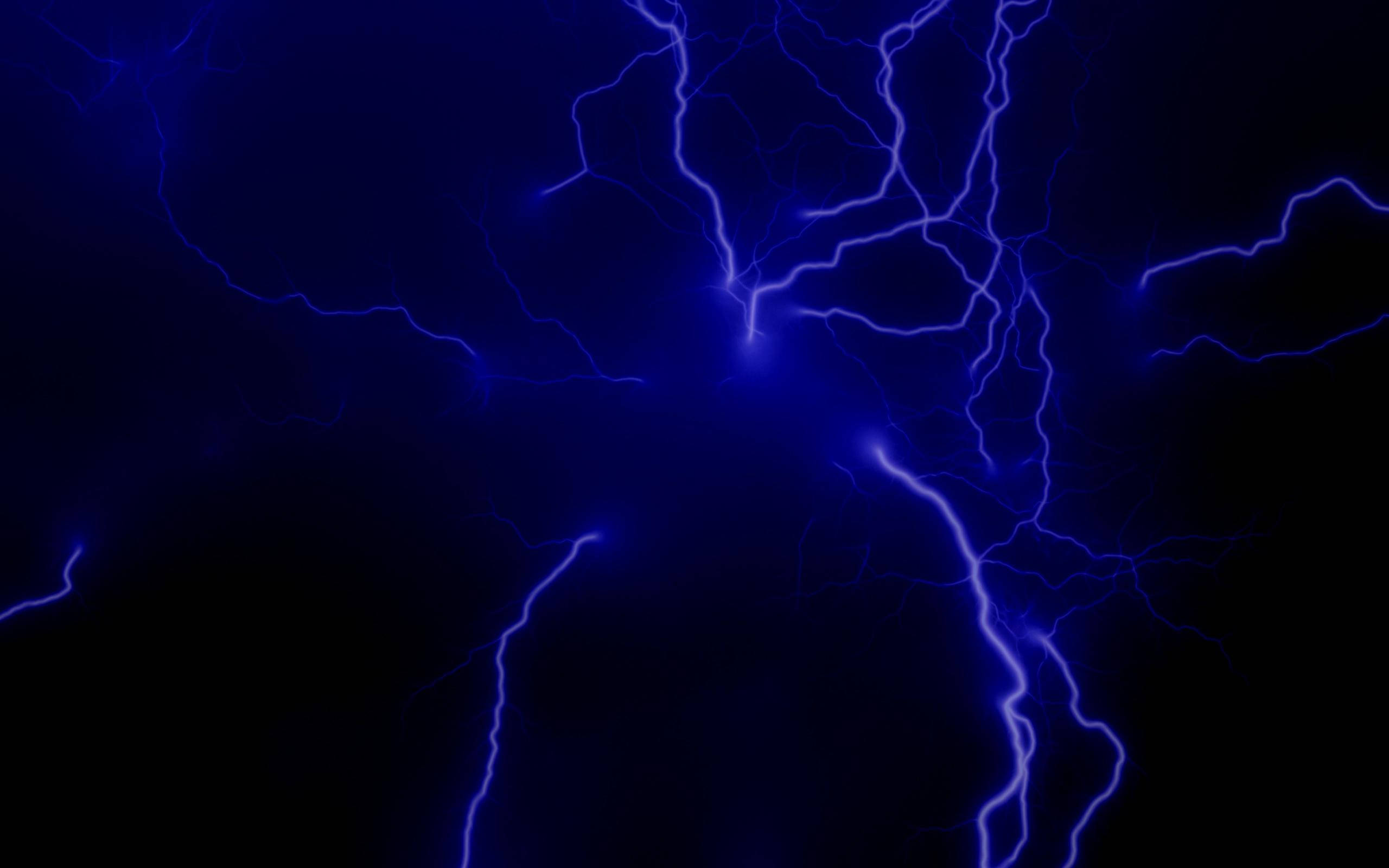 descending lightning, thunderstorm, vivid blue lightning bolts, 2K Desktop Wallpaper