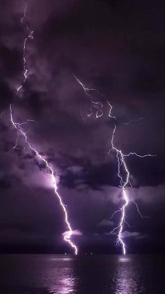 cool lightning, purple lightning bolts, stormy night sky, SD Phone Wallpaper