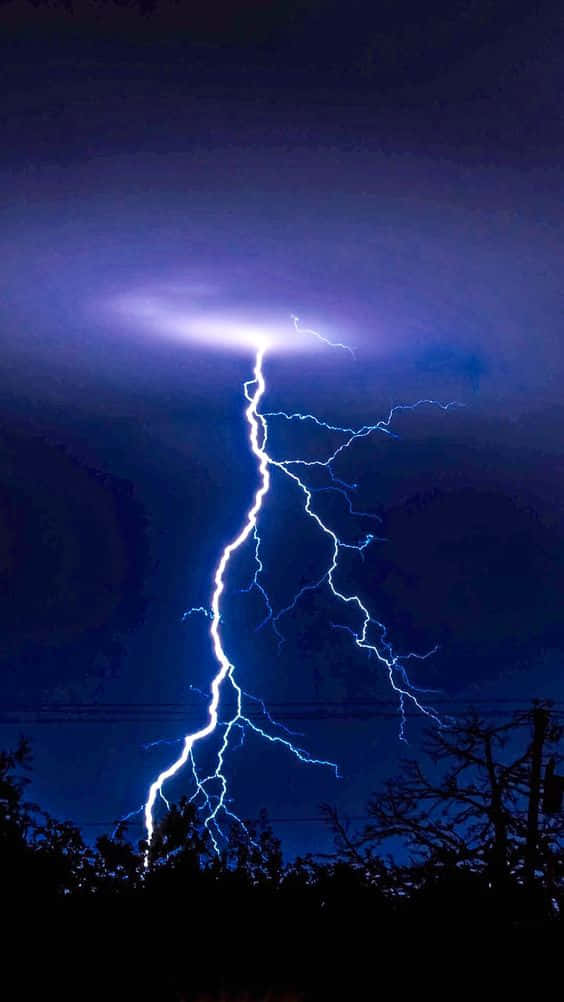 blue-white lightning, starry night sky, dark stormy sky, SD Phone Wallpaper