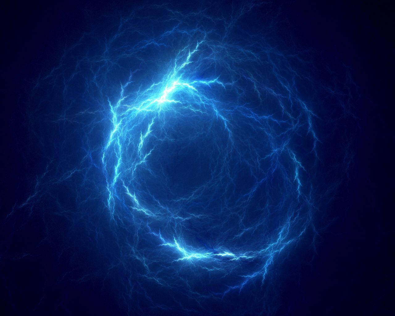 Thunderstorm, electric blue lightning bolts, glowing circular pattern, HD Desktop Wallpaper