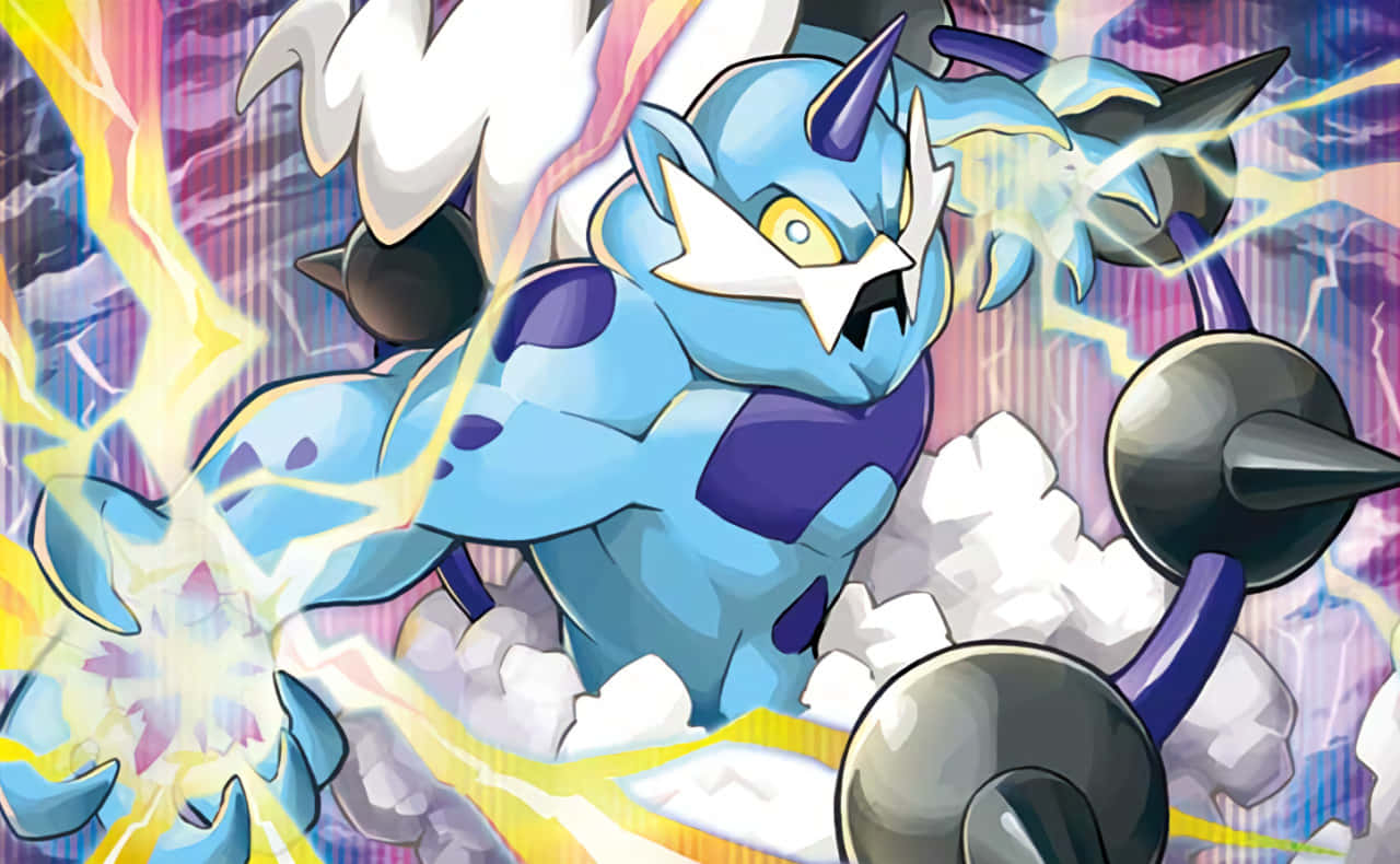 Thundurus, blue electric Pokémon, sharp horns, HD Desktop Wallpaper