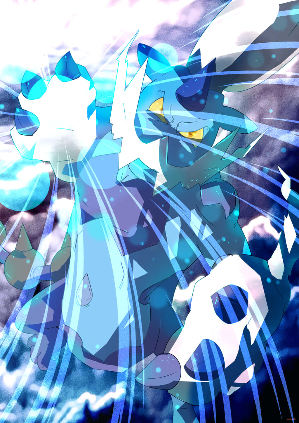 Thundurus, blue crystalline, icy energy blast, HD Phone Wallpaper