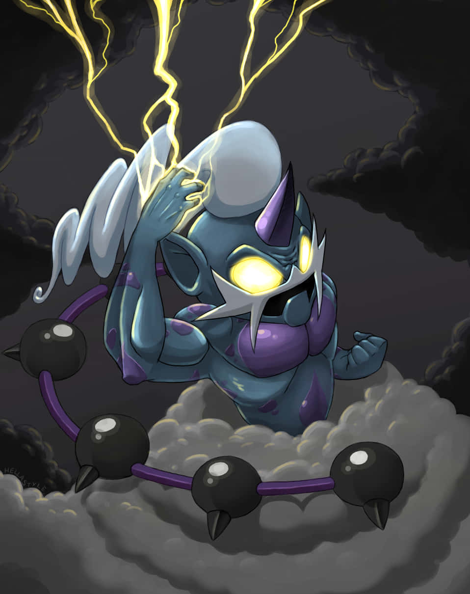 Thundurus, blue and purple, glowing eyes, SD Phone Wallpaper